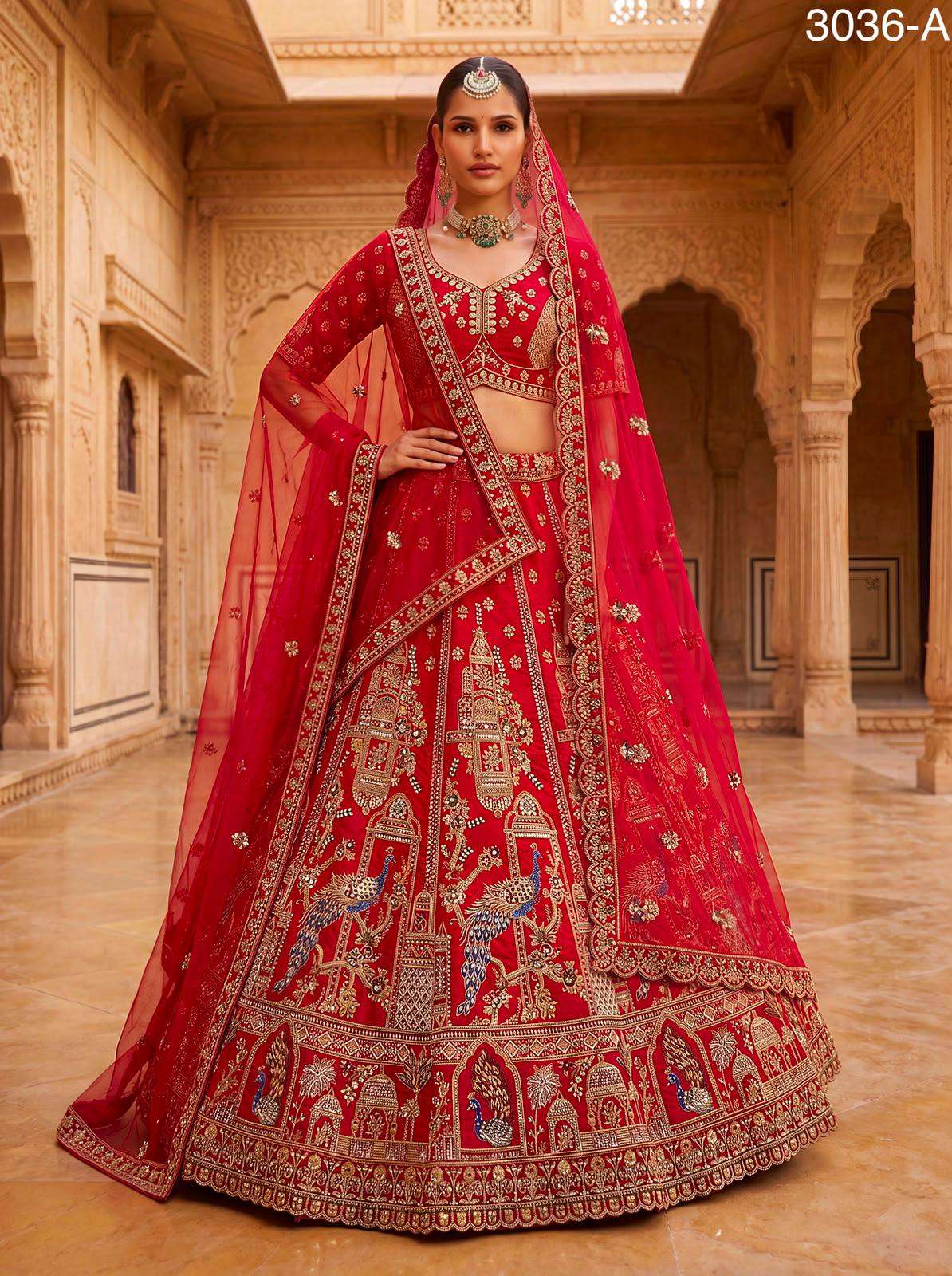 beautiful Peacock Handwork Designer Bridal wear Gadhwal silk...