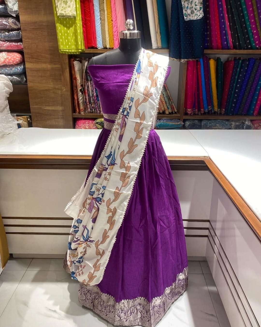 Beautiful soft style semi stitched Traditional lehanga fanc...