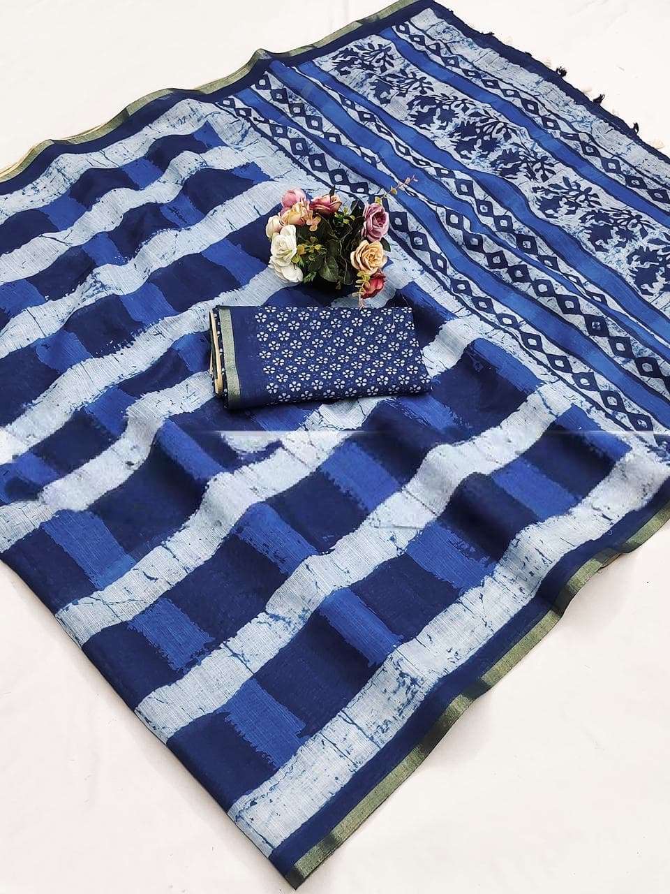 Denim Collection super soft Malmal Cotton fancy fabric saree...