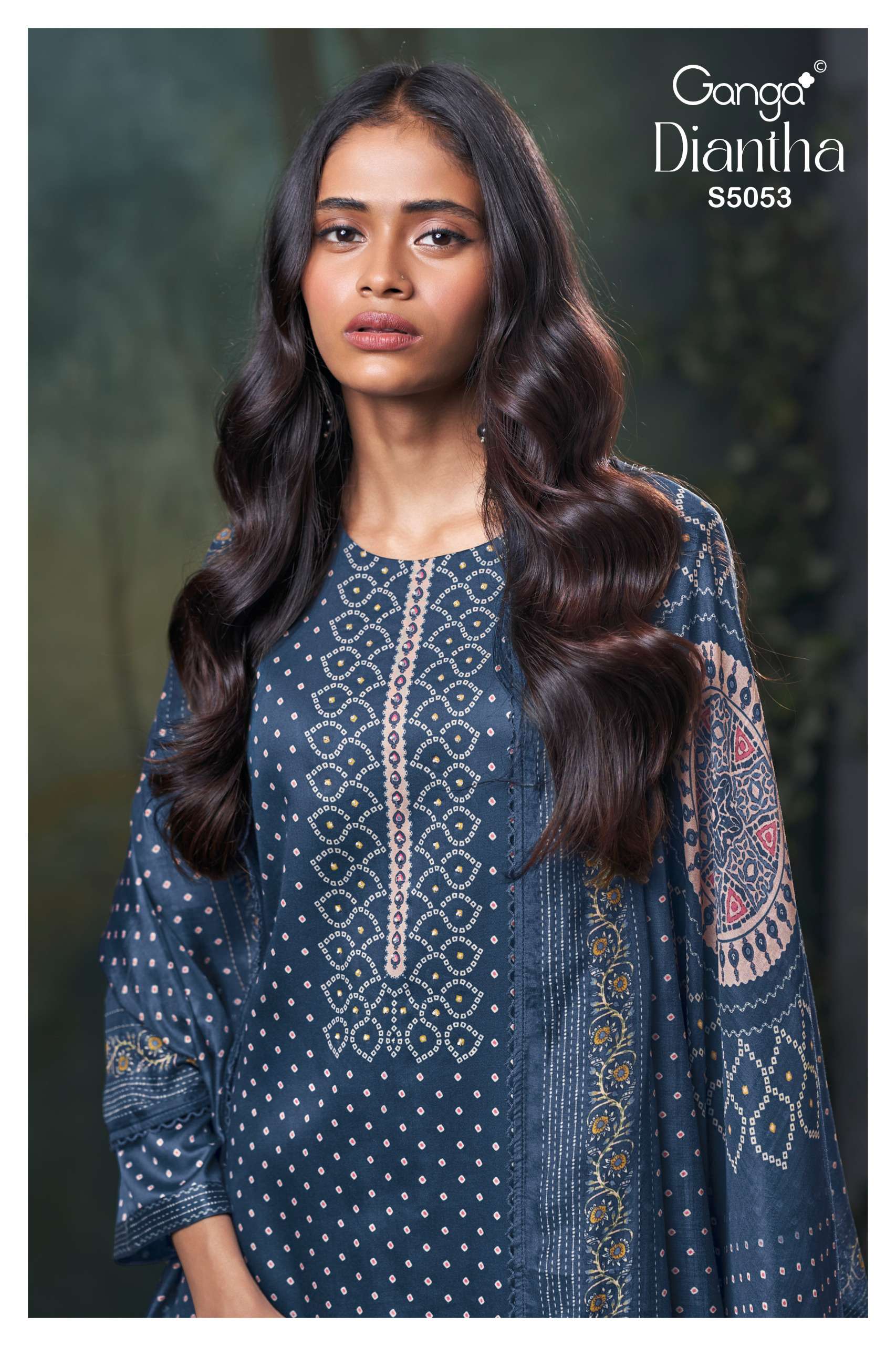 GANGA DIANTHA 5053 COTTON SATIN PRINTED LACE ON DAMAN & SLEE...