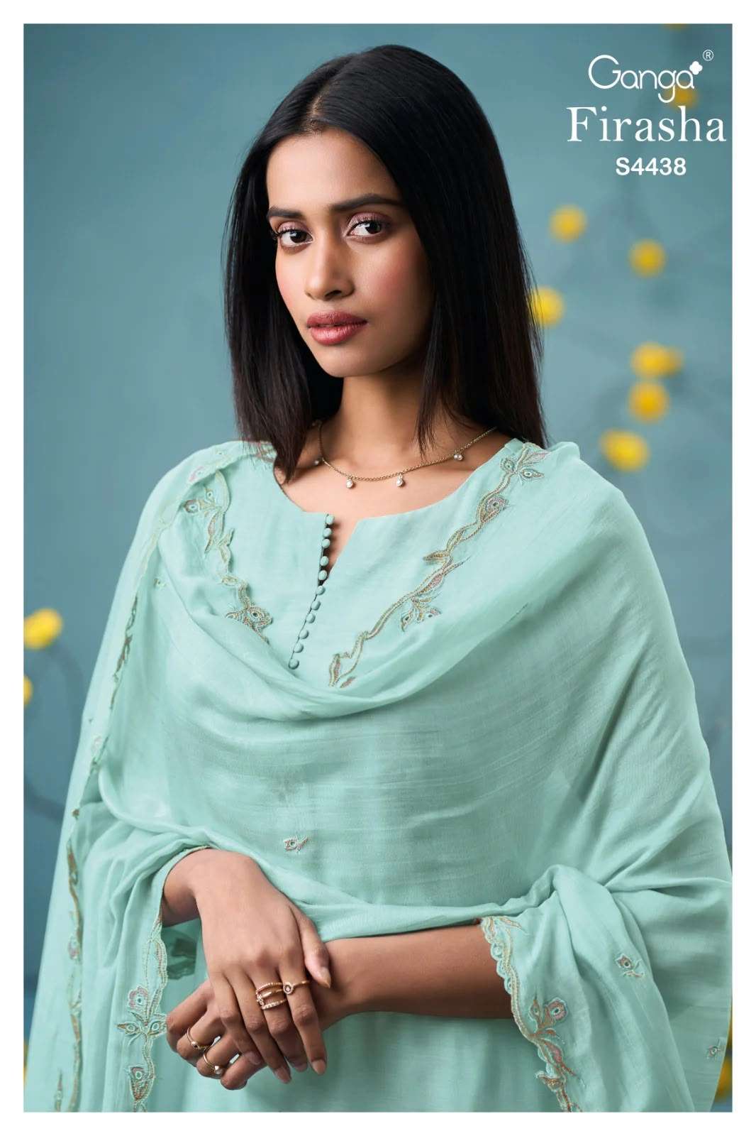 GANGA FIRASHA 4438 SILK SOLID COLOR WITH HANDWORK SALWAR SUI...