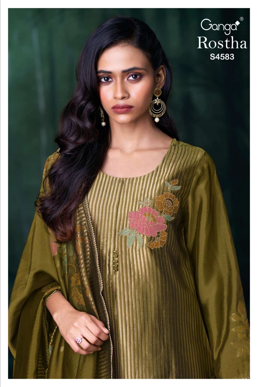 GANGA ROSTHA 4583 VISCOSE WOVEN SILK JACOUARD SALWAR SUIT AT...