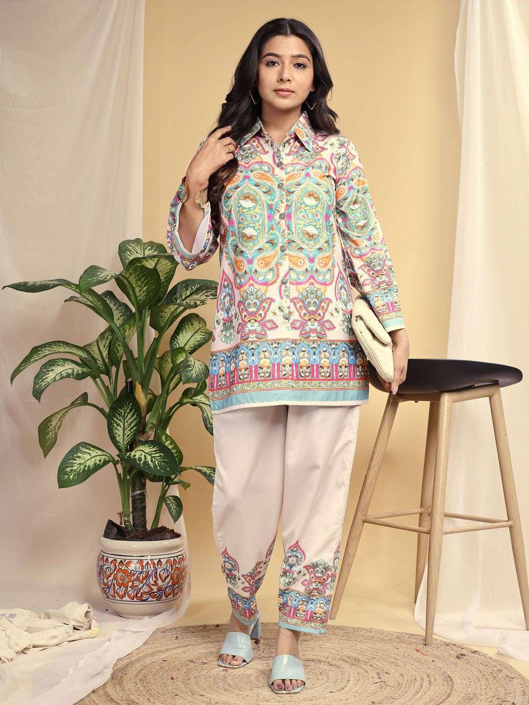 IVORY 19 WHISPER CO ORD SET MASLIN DELUXE TURKIS STYLE CORD ...