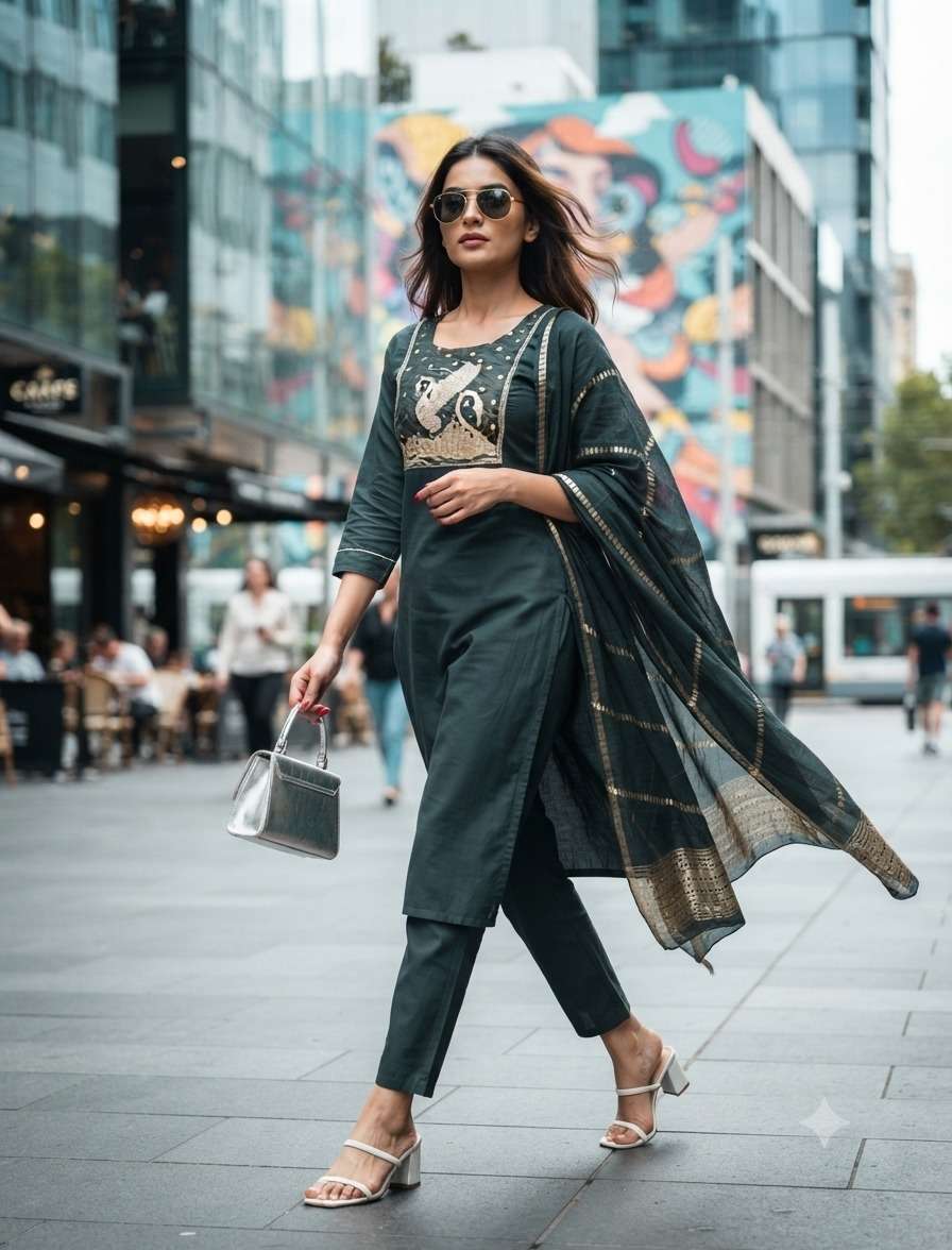 JEEVIKA BOUTIQUE AL IMAGES KURTI SELF FAB PENT DUPATTA CASUA...