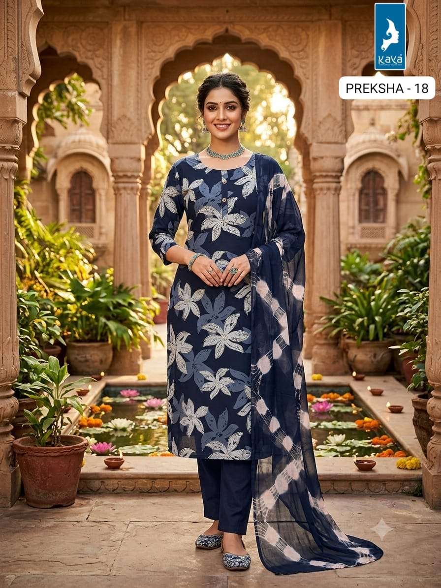 KAYA KURTI PREKSHA RAYON PRINT 3 PIECE STRAIGHT CUT SALWAR S...