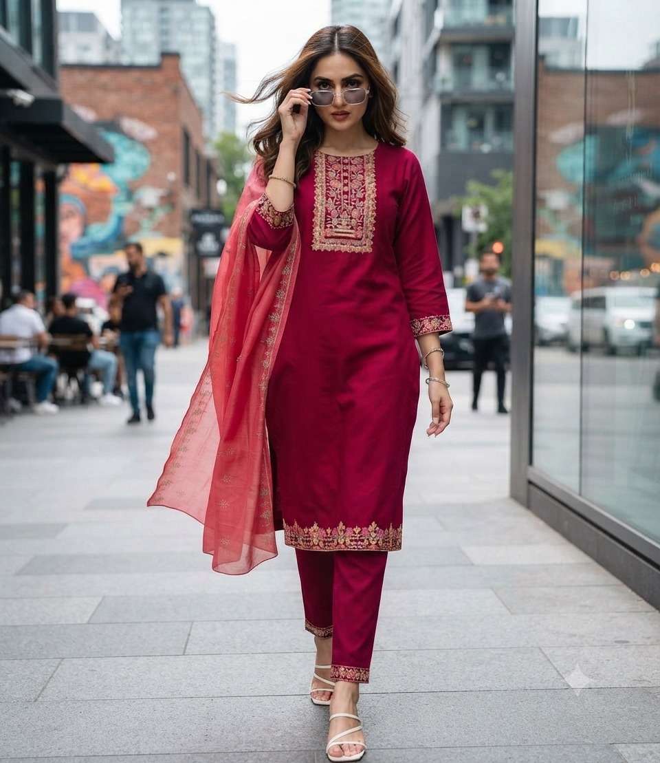 KHUSHBOO VETICAN SILK KURTI SUIT READYMADE OFFICE DAILY WEAR...