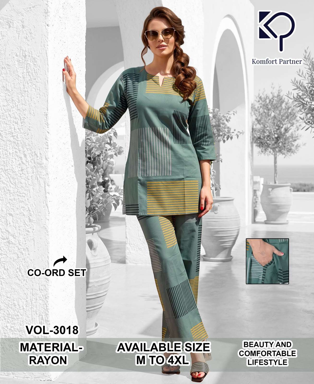 KOMFORT PARTNER VOL 3018 BEAUTY AND COMFORT RAYON CORD SET G...