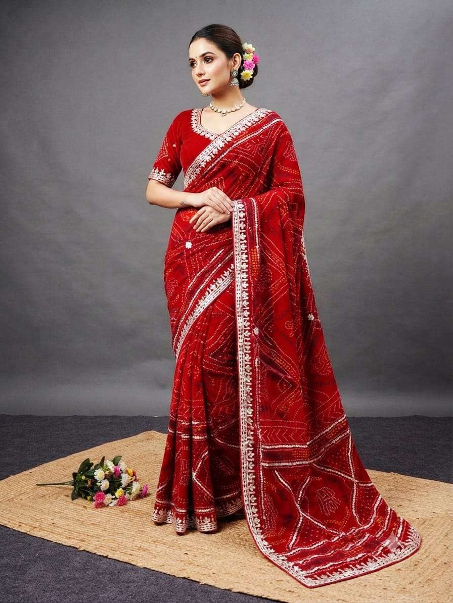  NEW LATEST DESIGN TRADITIONAL JAIPURI WORK ON GEORGETTE  FA...
