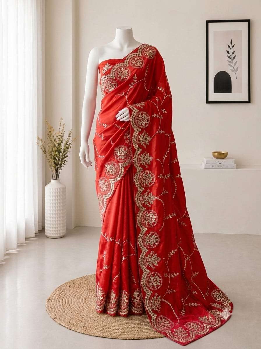 PARTY WEAR FOR YOU SOFT AND SHINY SILK FANCY FABRIC SAREE WH...