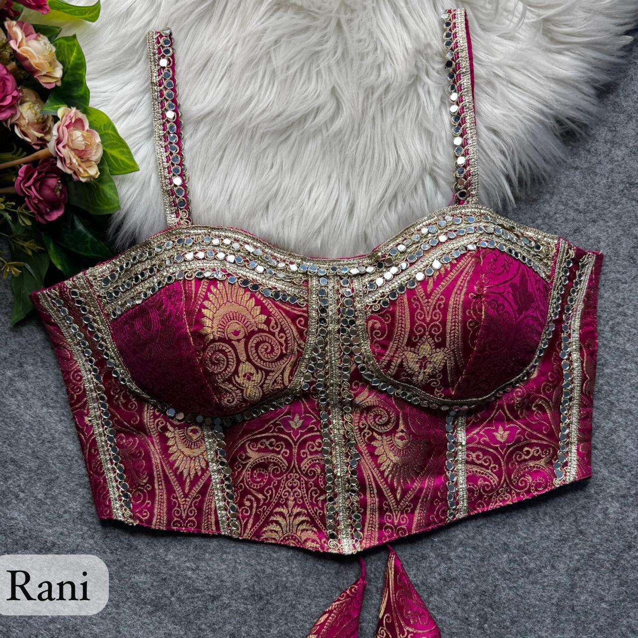 PARTYWEAR WESTERN BEUTIFUL STYLE BANARSHI FABRIC CORSET BLOU...