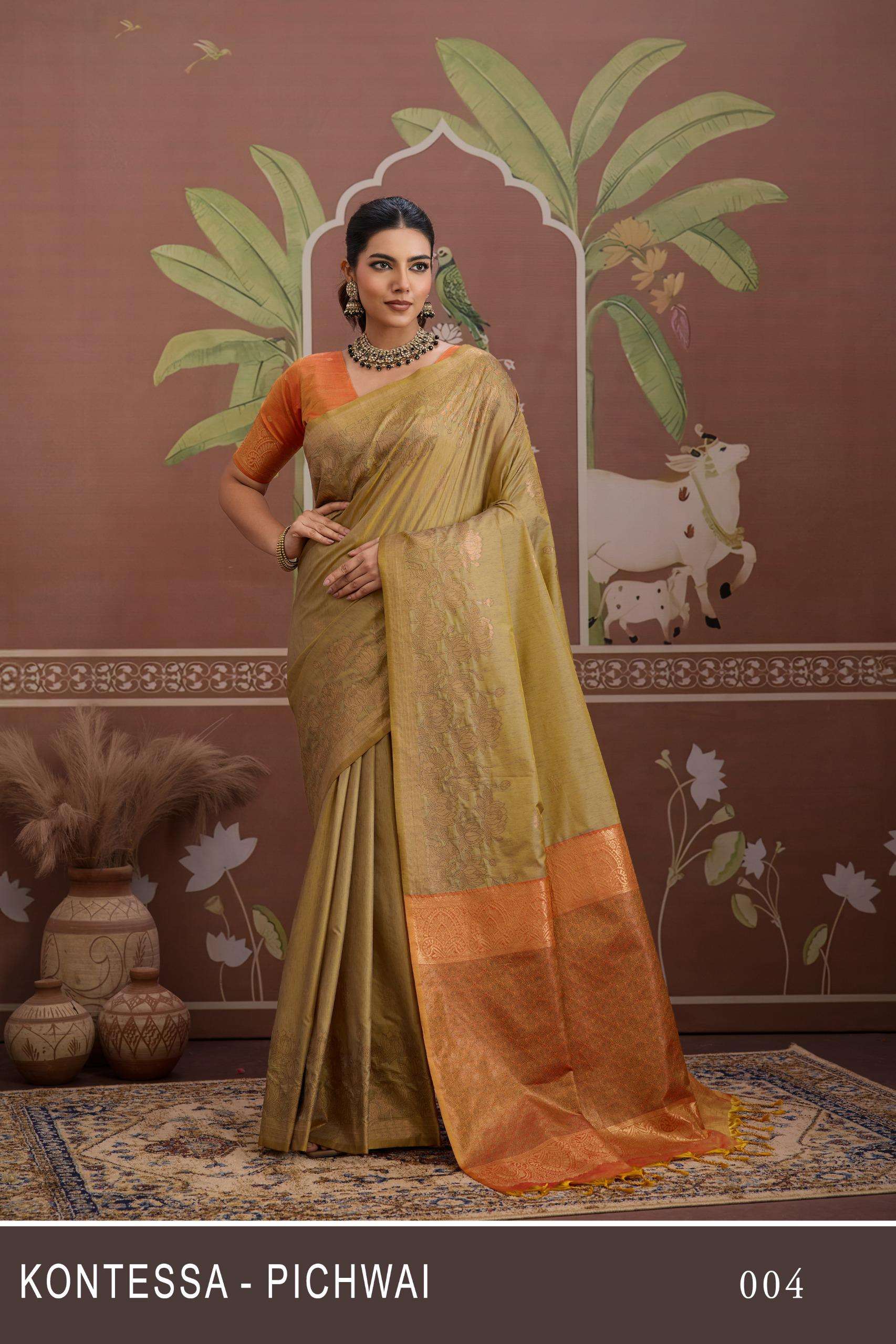 RAJTEX FABRICS KONTESSA PICHWAI TUSSAR SILK HANDLOOM WEAVING...