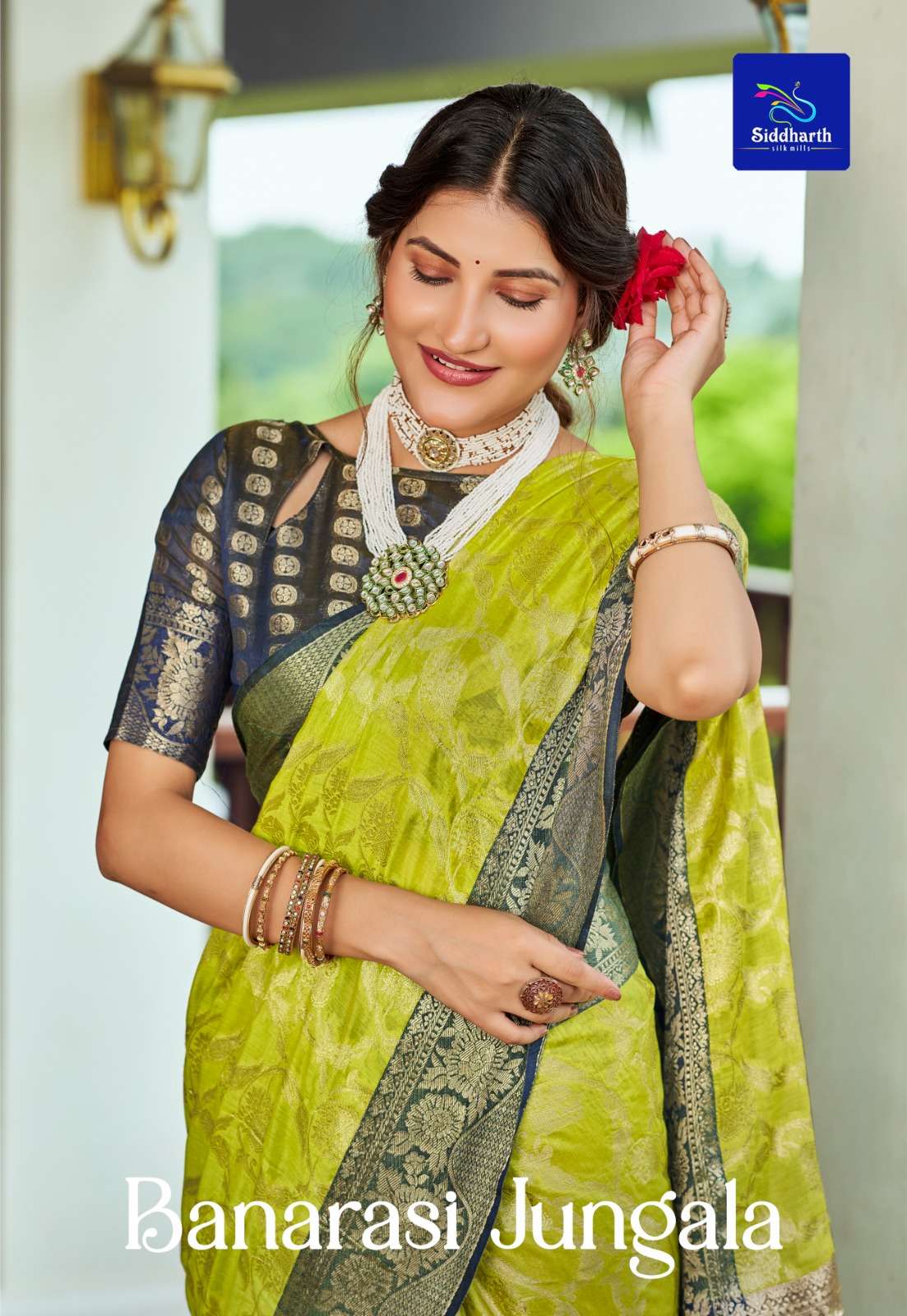 SIDDHANTH BANARASI JUNGALA SILK SOFT BANARAS JUNGALA  FANCY ...