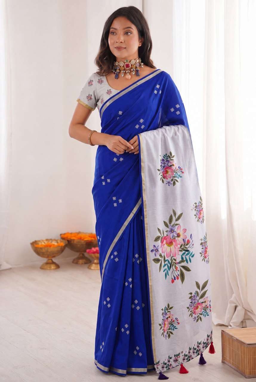 soft Mulmul cotton silk fabric sarees with bandhej Saree sup...