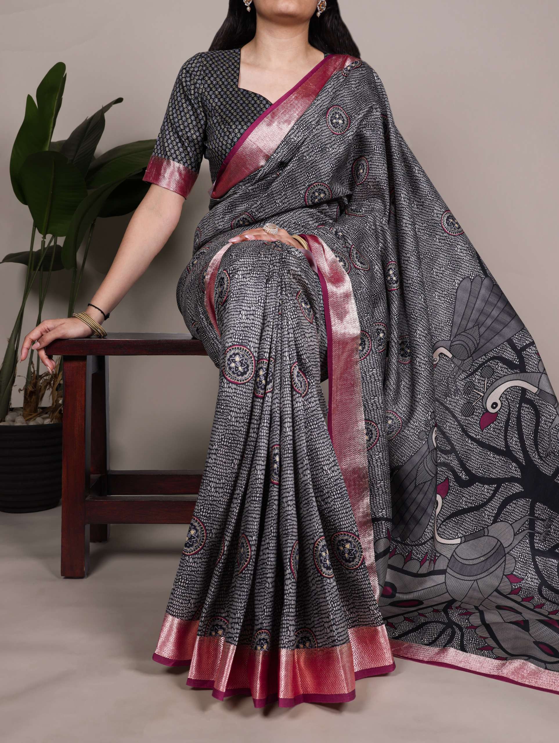 soft Tasar Silk fancy fabric classic and party wear saree wh...