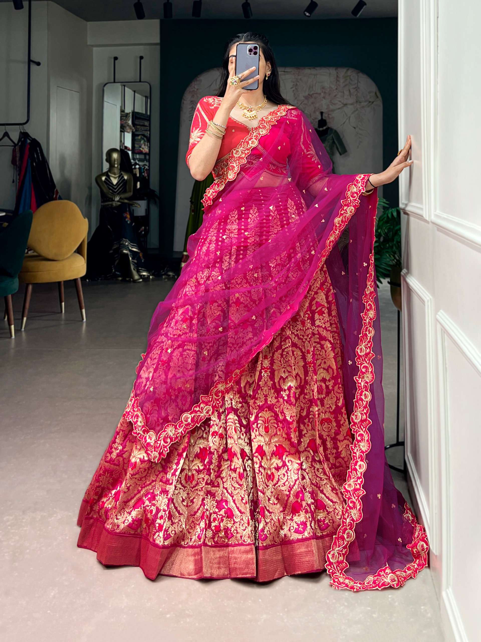 Your perfect festive look begins here soft Jacquard Silk fan...