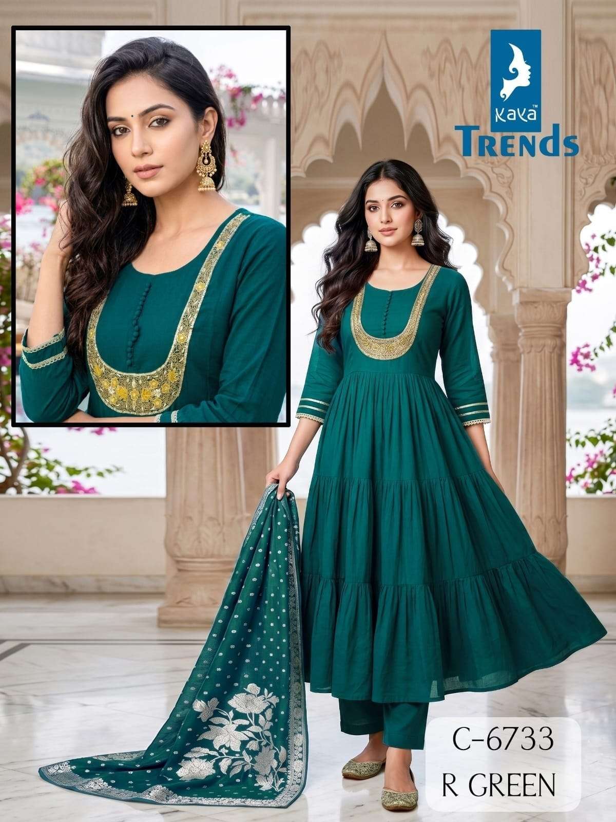 6733 GHERA 3PIECE HANDWORK BEATS SUIT WITH JACQUARD DUPTTA R...