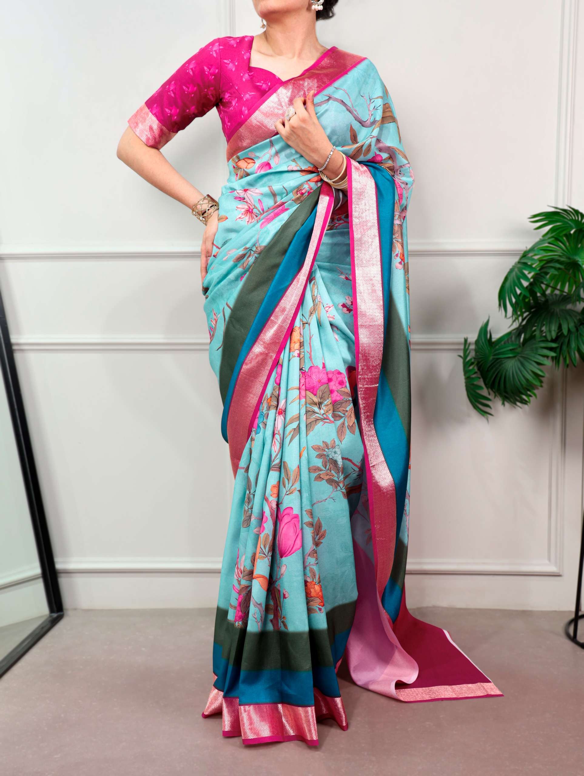 A perfect blend of floral beauty rich borders and timeless tradition saree wholesale in surat 7060