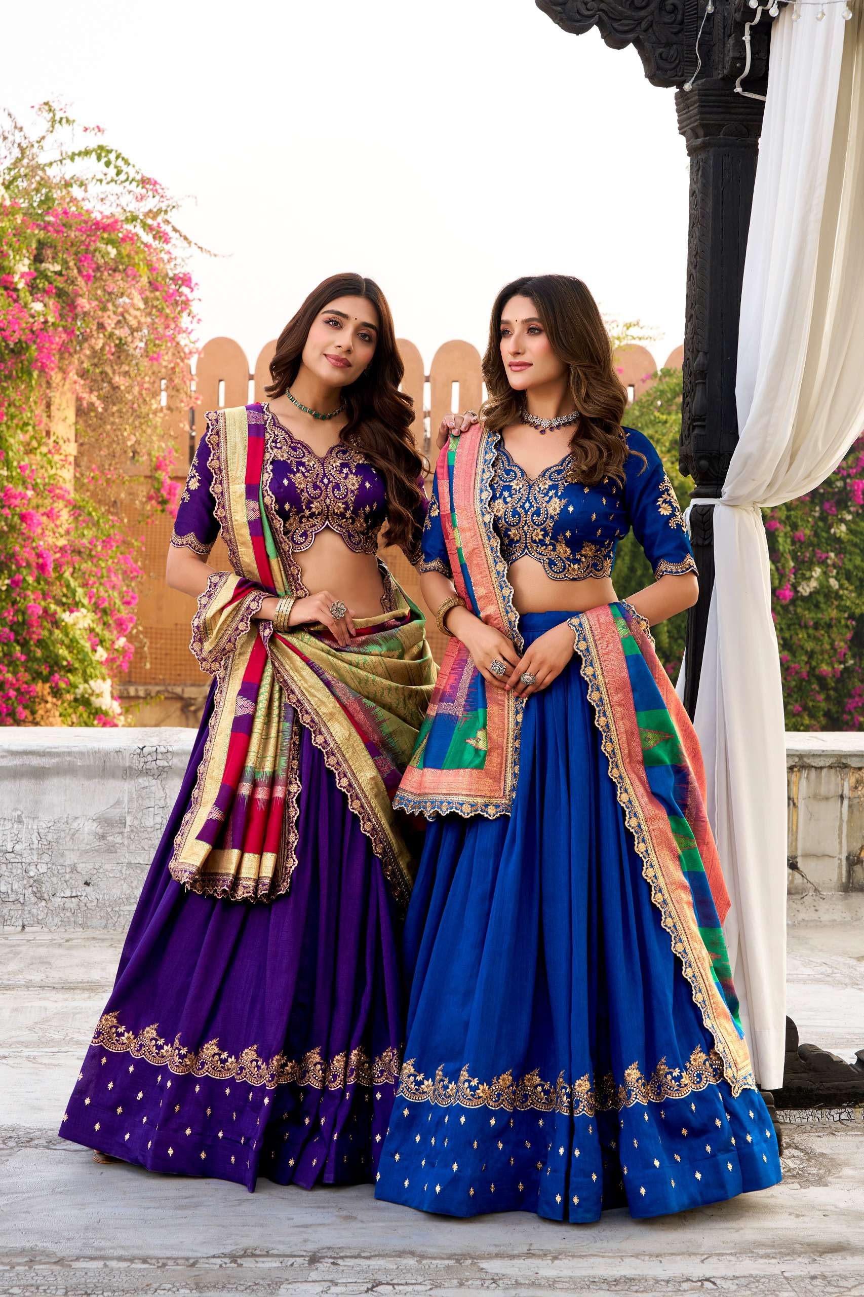 Aaena When detailed thread embroidery meets soft shimmer on Vichitra silk fancy fabric lehnga choli best rate 1202