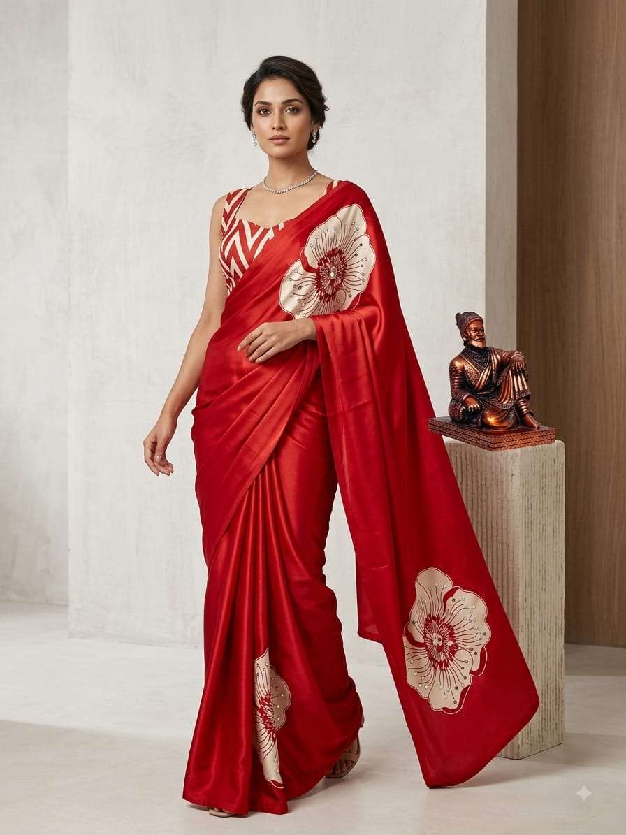 AAINA VOL 11 SILK CREPE FABRIC SAREE WITH BEAUTIFUL ETHNIC FLOWER PRINT ON SAREE BEST RATE
