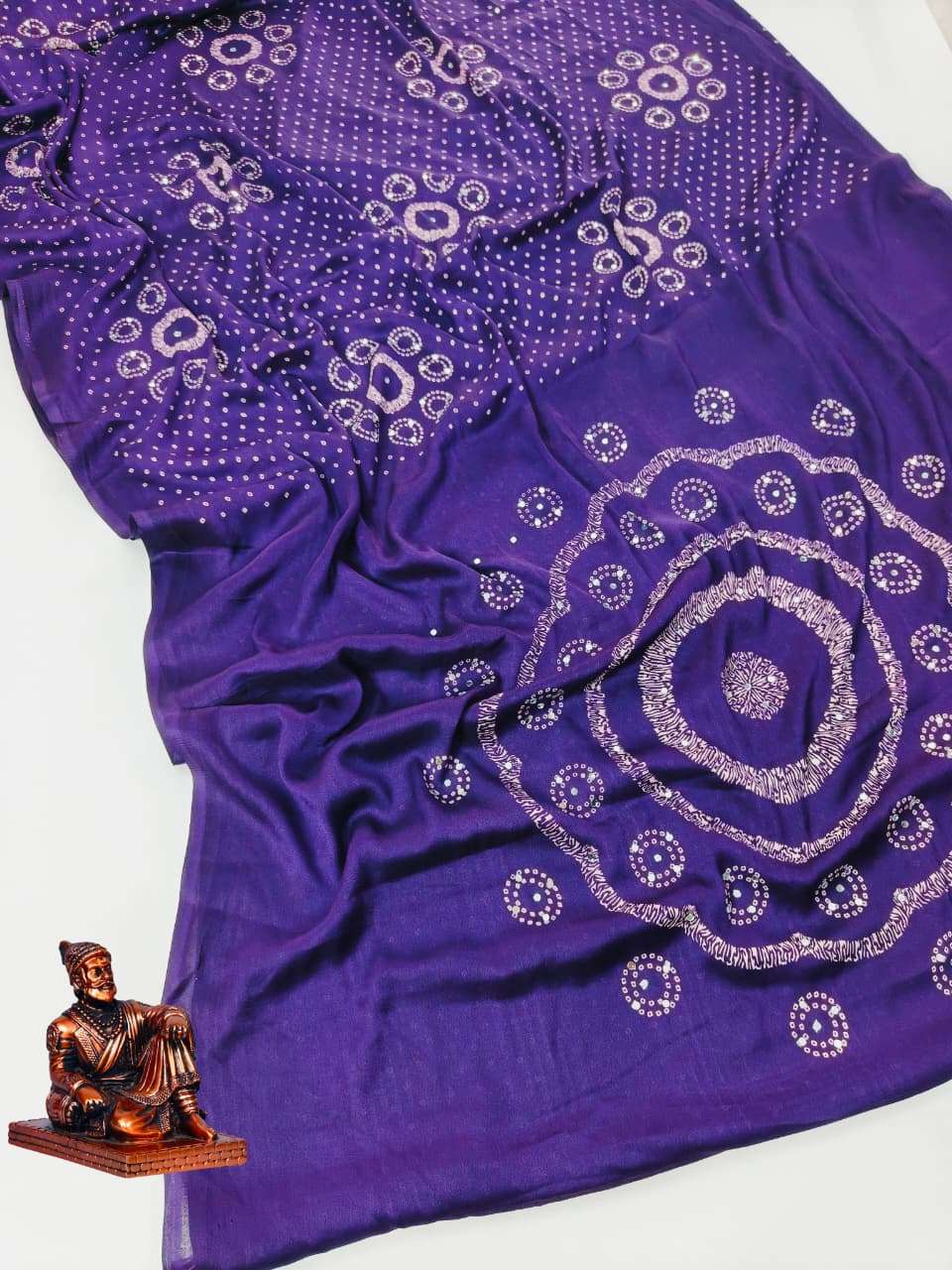AAINA VOL 12 SATIN VISCOSE FABRIC WITH BEAUTIFUL BANDHANI AJRAKH PRINT ON SAREE BEST RATE