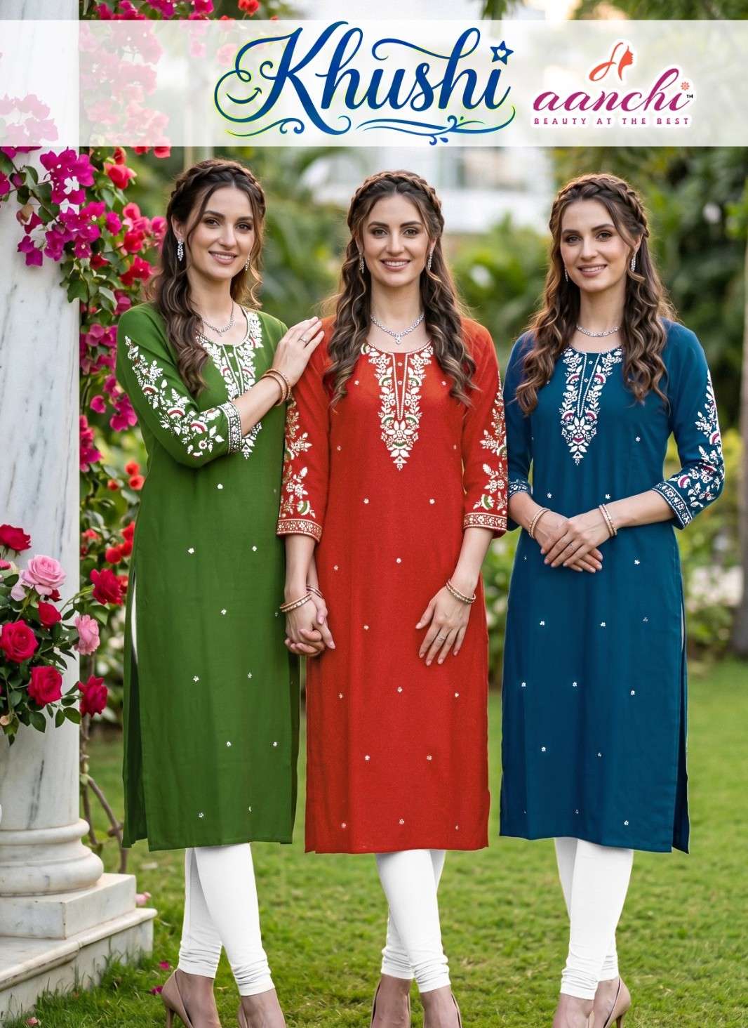 AANCHI KHUSHI SILK WITH LINING WORK STRAIGHT CUT KURTI LOVER BUY SET RESELLER PRICE 