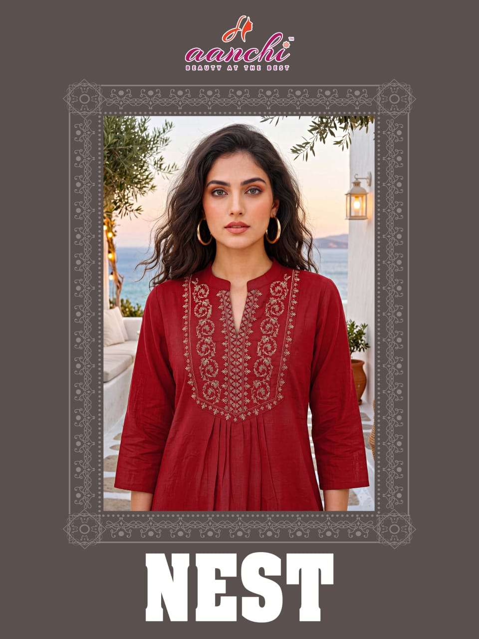 AANCHI NEST BRANDED EMBROIDERY WORK SHORT TOP COLLECTION COLLEGE CLOTHING SHOP