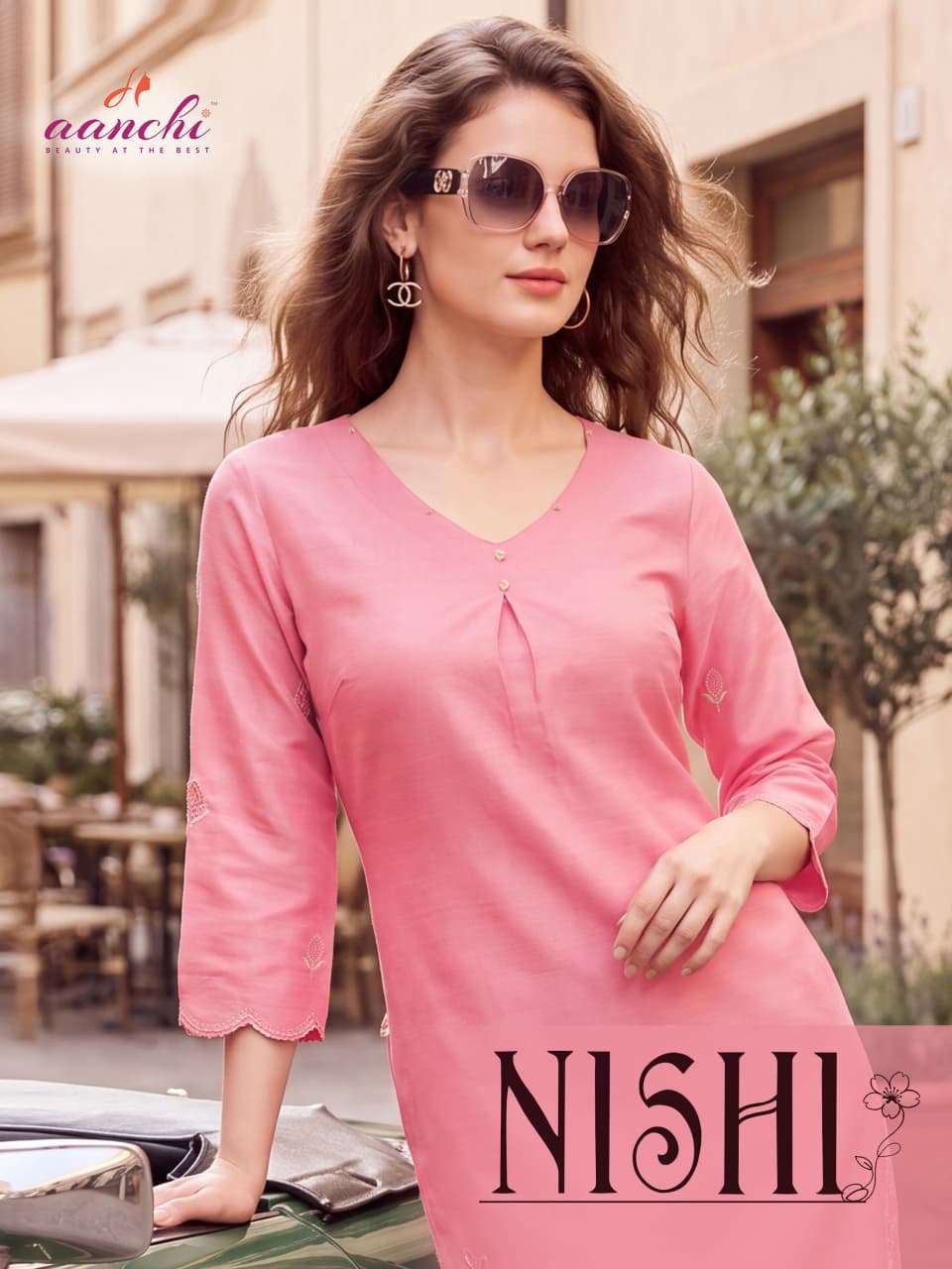 AANCHI NISHI VATICAN FABRIC WORK STRAIGHT CUT KURTI DAILY FASHION GIRL CLOTHING 
