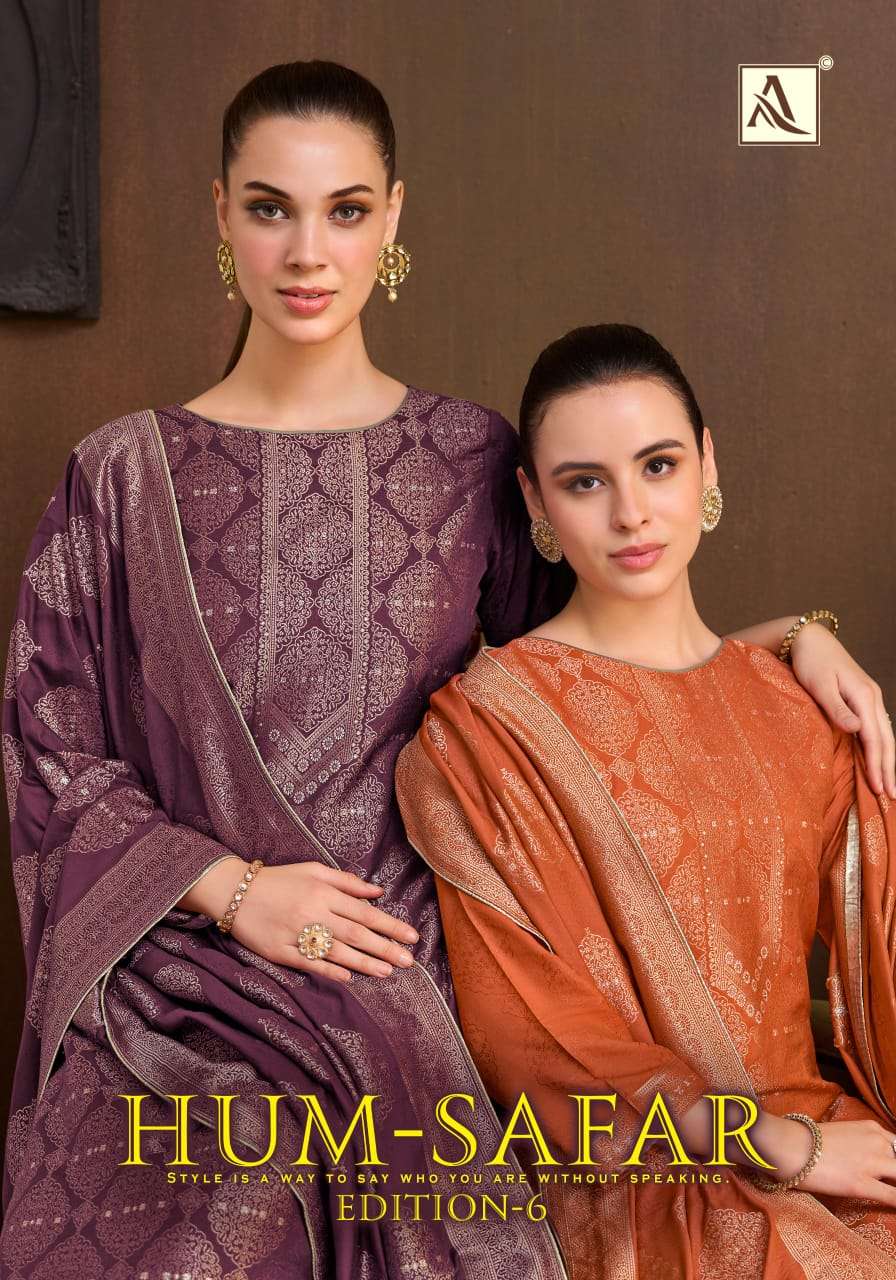 ALOK SUIT HUM SAFAR VOL 6 MALSIN JACQUARD PRINT SALWAR KAMEEZ MATERIAL WHOLESALER