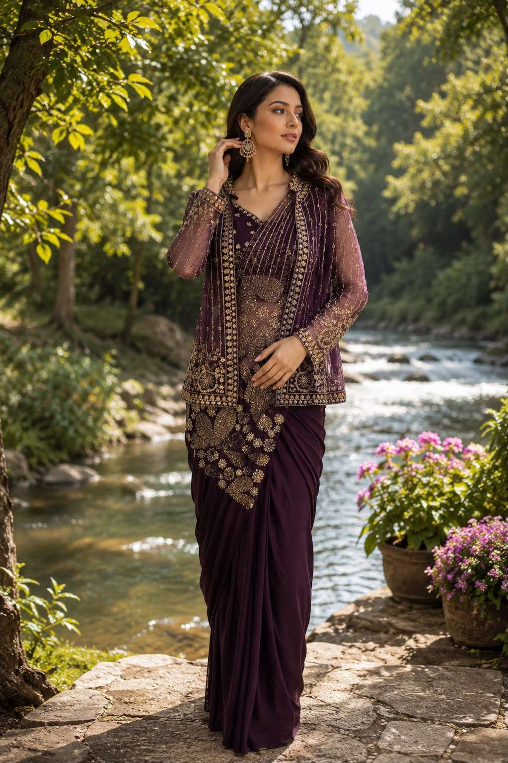 Amoha Ready To Wear Saree 102439 super soft Imported Lycra fancy fabric saree wholesale in surat