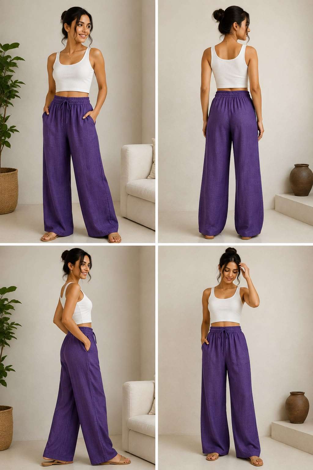 AMR IMPORTED LINEN PANTS FOR WOMEN WESTERN WEAR OFFICE BOTTOM WEAR SURAT
