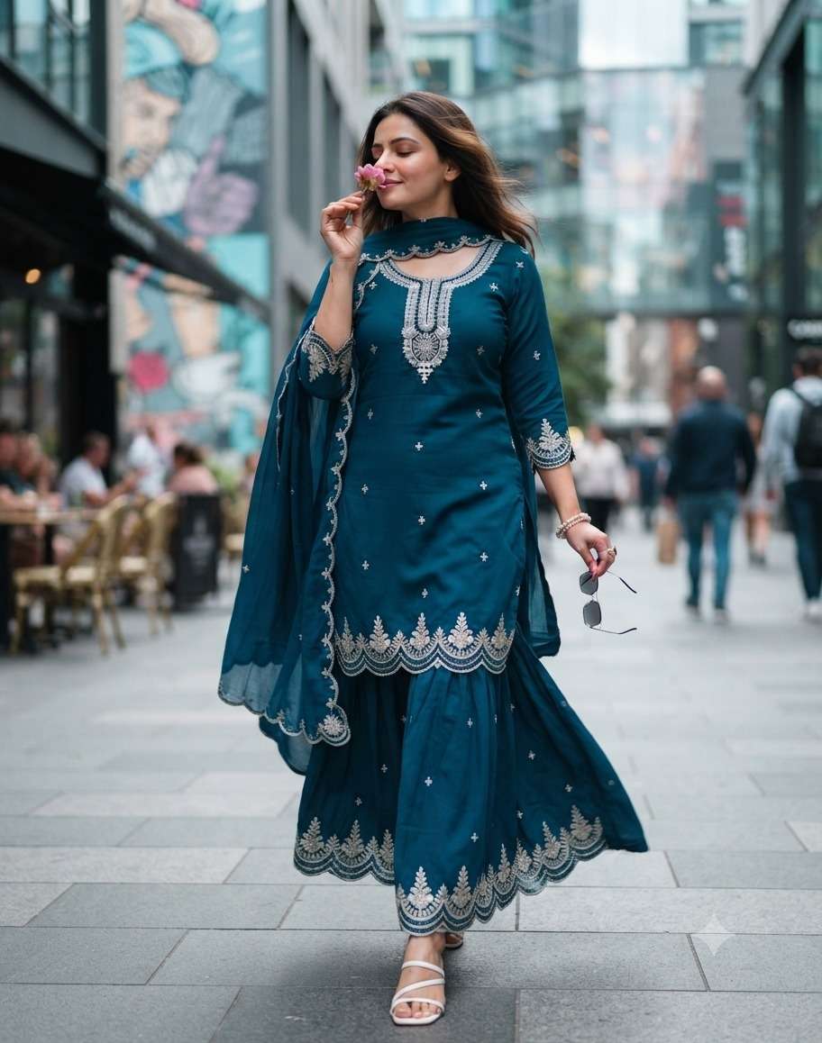 ANUSHKA READYMADE EMBROIDERY WORK PALAZZO SUIT FOR WOMEN WHO...