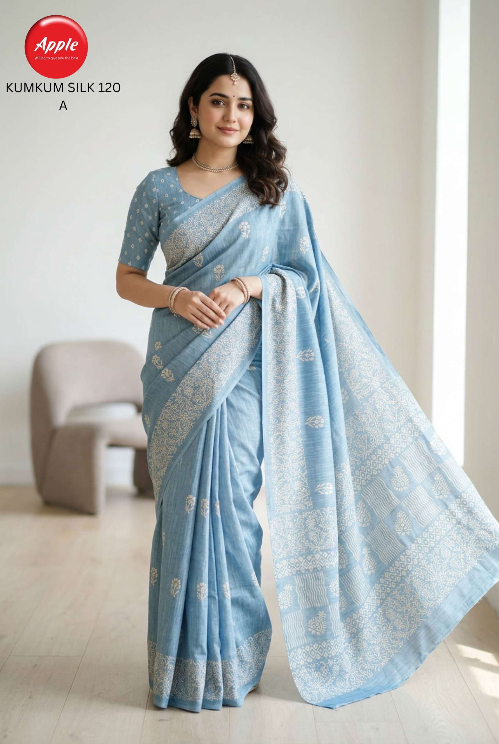 APPLE KUMKUM SILK 120 SUPER FANCY AND CLASSIC SILK BLEND FABRIC SAREE WHOLESALE IN SURAT 