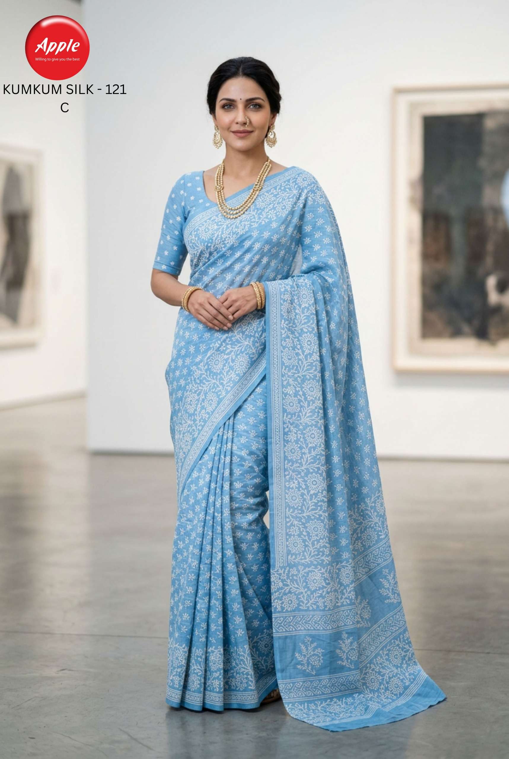 APPLE KUMKUM SILK 121 SUPER SOFT SILK BLEND FABRIC PARTY WEAR SAREE WHOLESALE IN SURAT