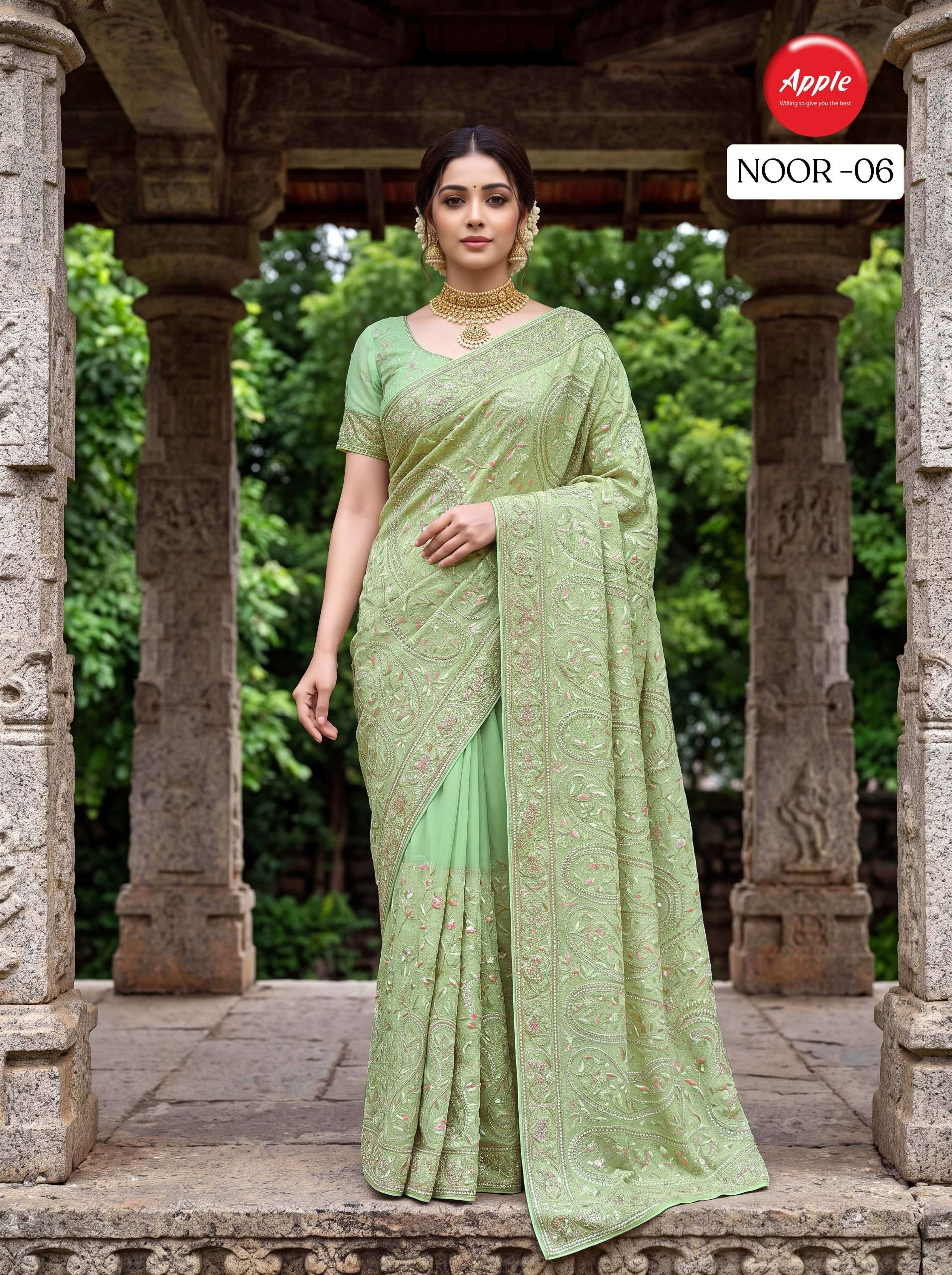 APPLE NOOR VOL 6 GEORGETTE  FANCY AND ELEGANT FABRIC WEDDING...