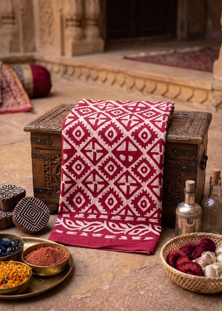  Authentic Batik Print Premium and soft and breathable cotton fabric Sarees wholesale in surat
