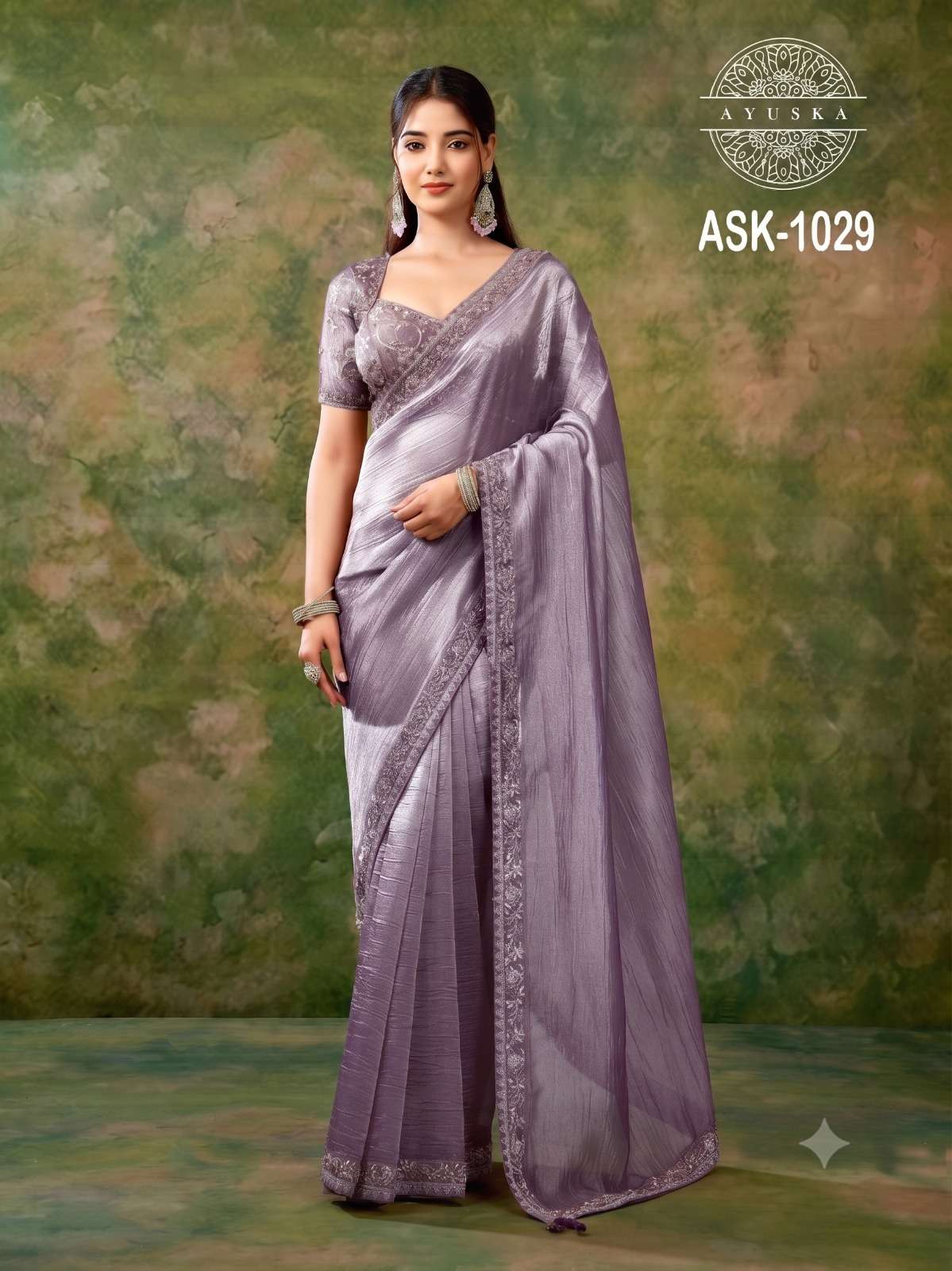  Ayuska Royal Queen 6 1029 Tissue Organza fabric With Fancy work on wedding wear Saree wholesale in surat 