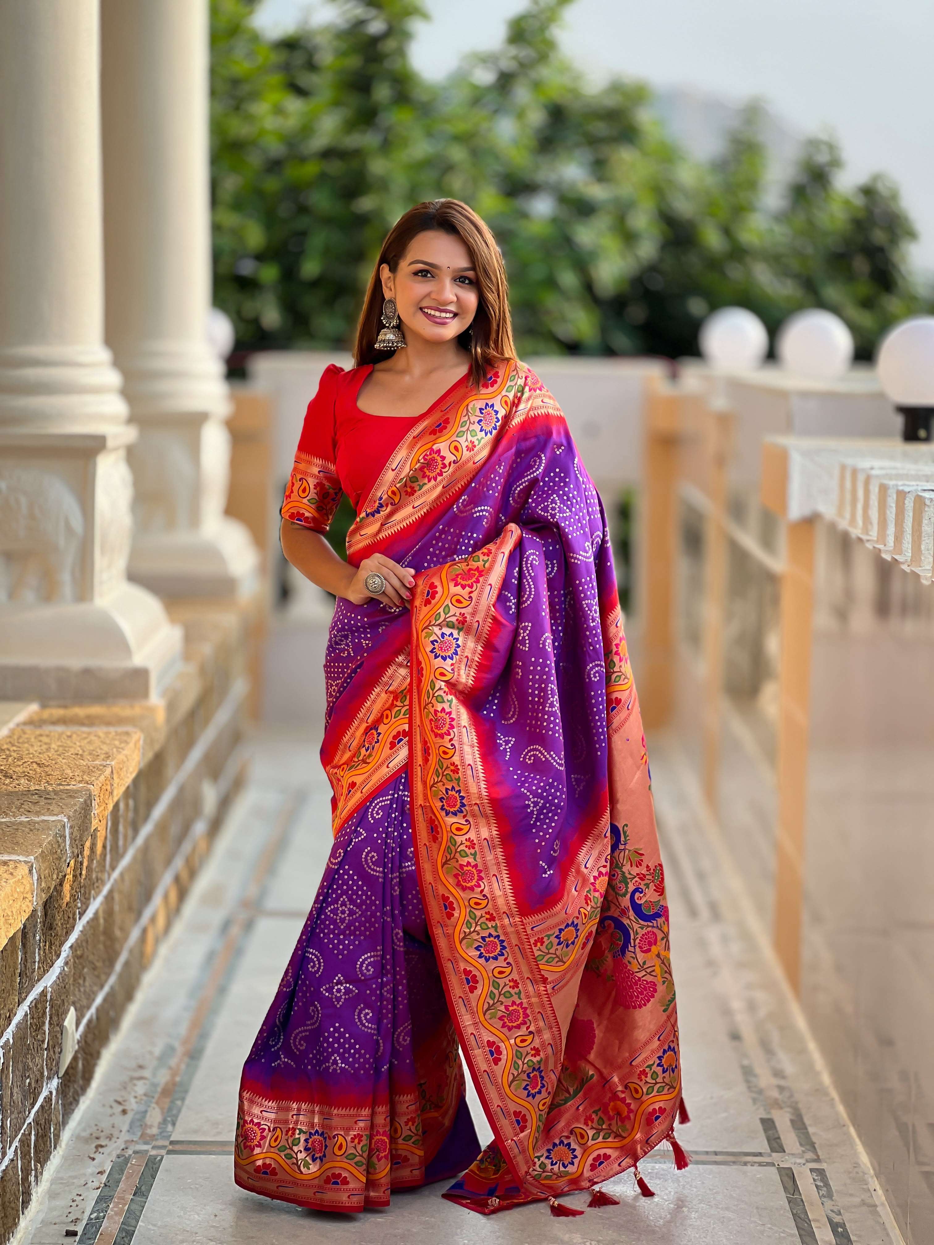  Bandhani Paithani Festive wear Collection Soft Pethani silk fancy fabric saree wholesale in surat