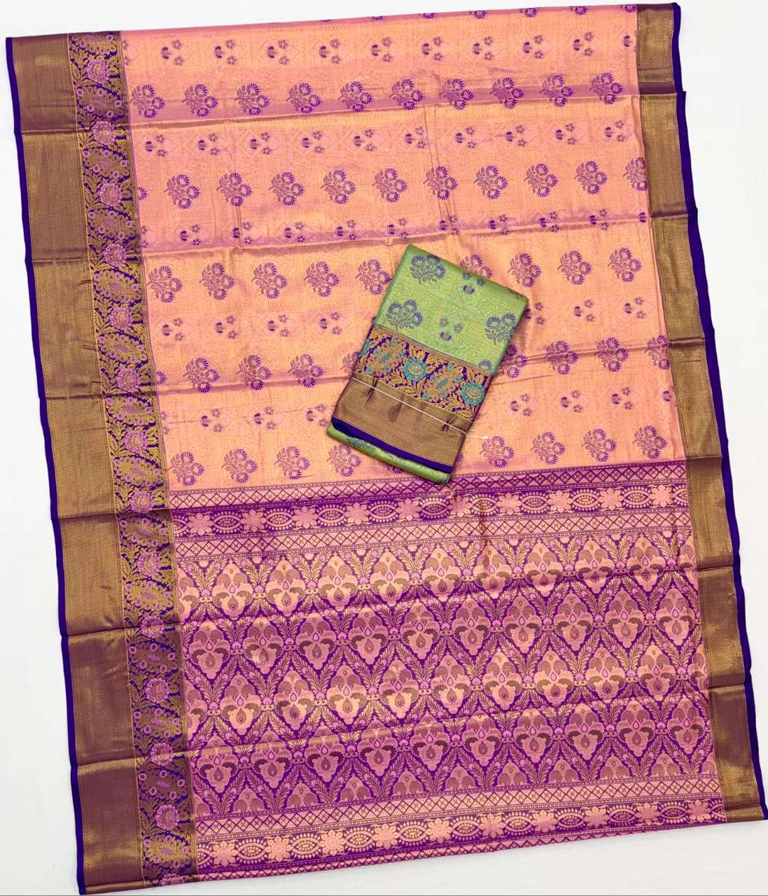  Beautiful Mint Green colour Elegant Kanjivaram Silk fancy fabric Saree wholesale in surat sigma