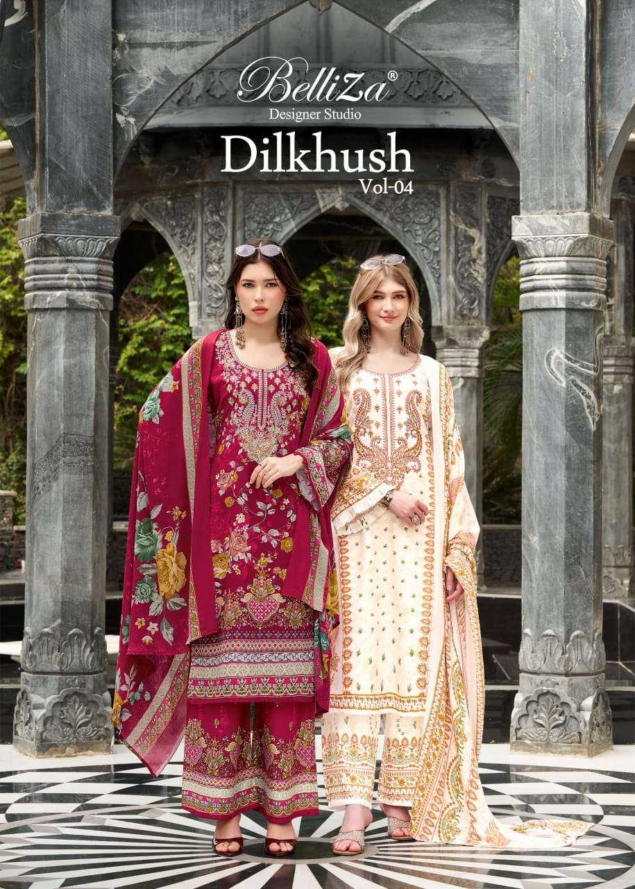 BELLIZA DILKHUSH VOL 4 RAYON DIGITAL PATTERN SALWAR KAMEEZ FESTIVAL OUTFIT CLASSIC BUY 