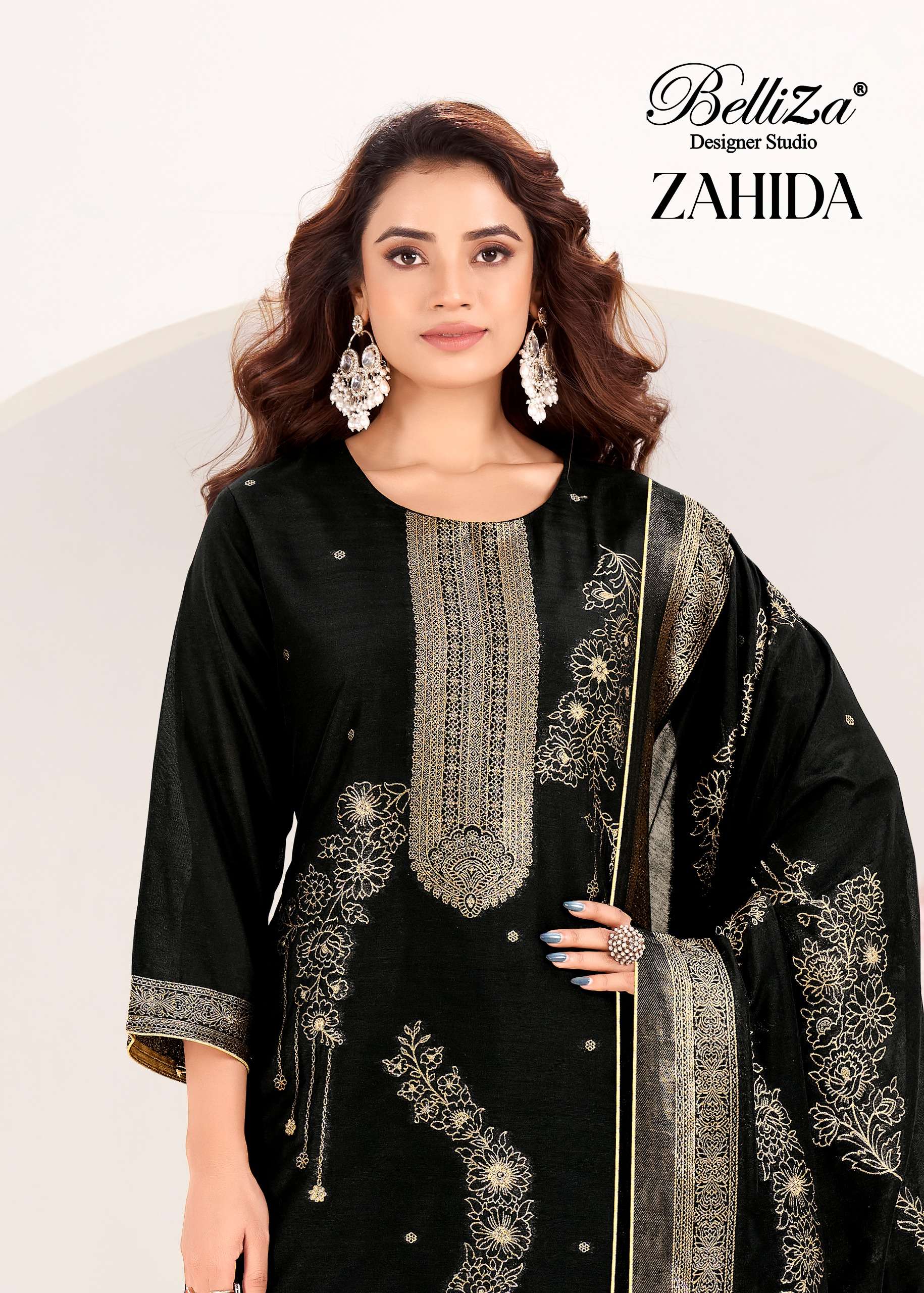 BELLIZA ZAHIDA PURE COTTON SILK JACQUARD SALWAR SUIT UNSTITCH WHOLESALER SURAT