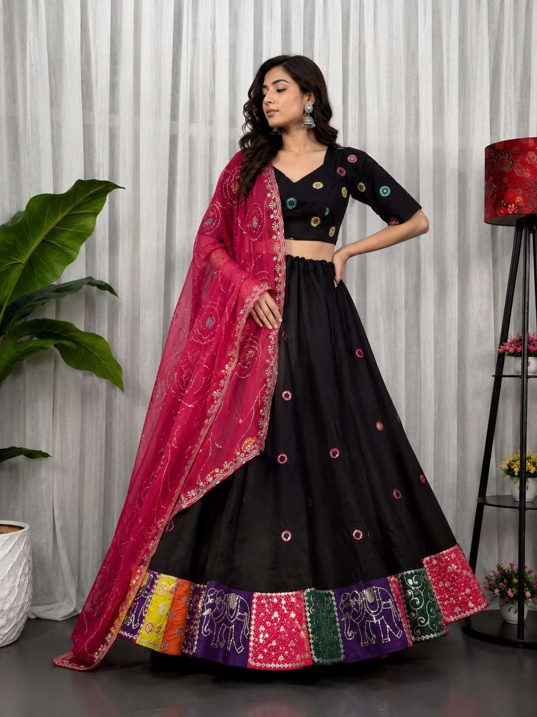 Best Navratri Collection Roman silk fancy fabric with beauti...