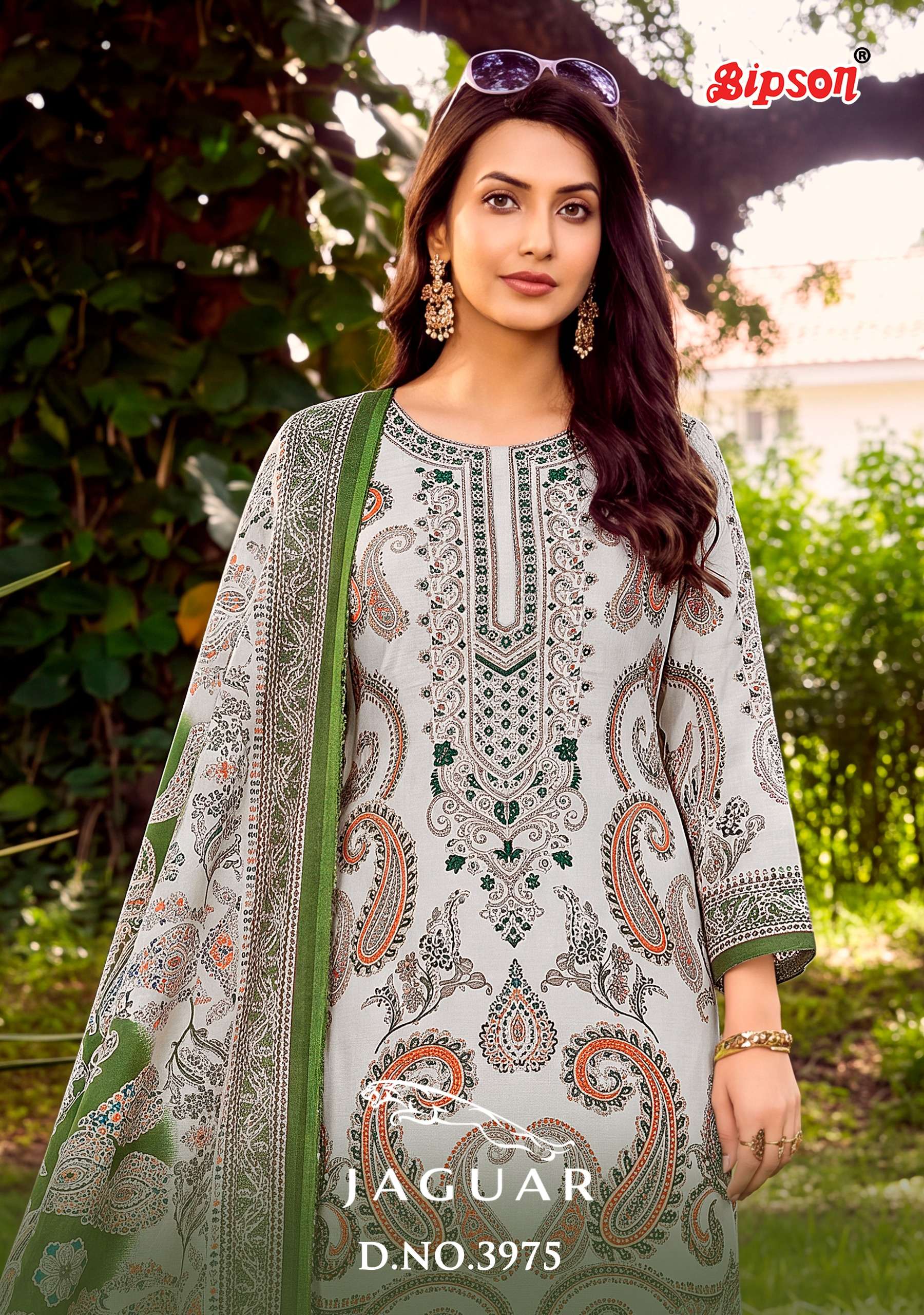 BIPSON PRINTS JAGUAR 3975 SILK PRINT WITH CODING WORK SUIT MATERIAL SET FESTIVAL CLOTHING