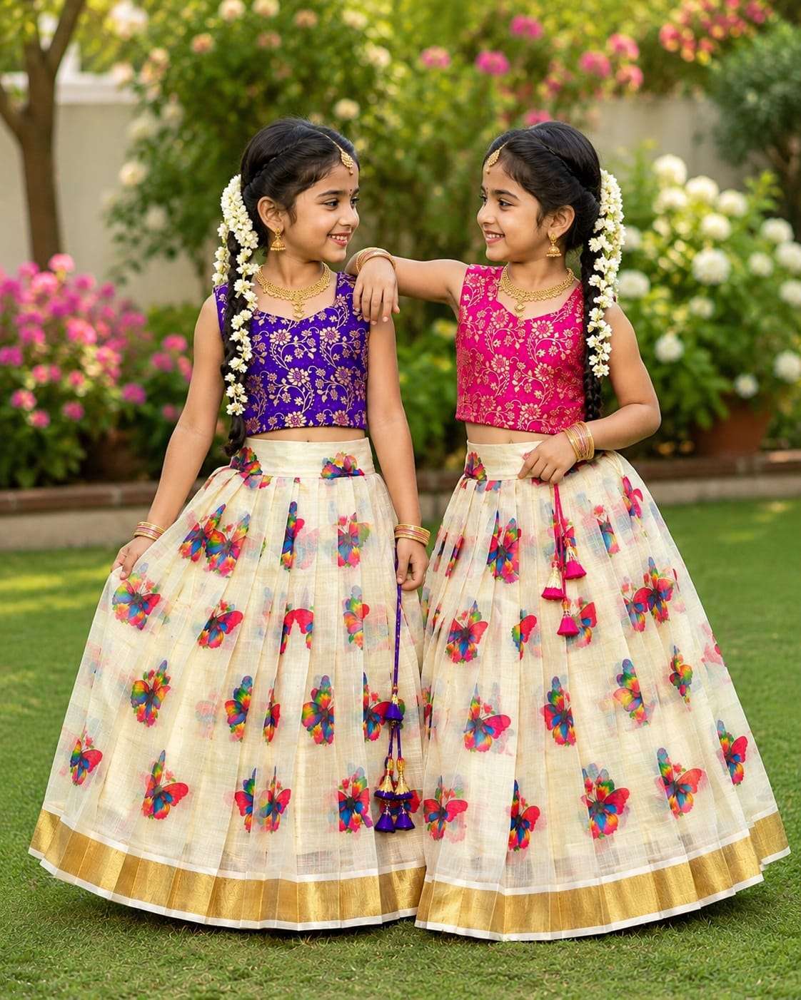 Butterfly Blossom Girls Premium Banarasi style fancy fabric Lehenga Choli wholesale in surat