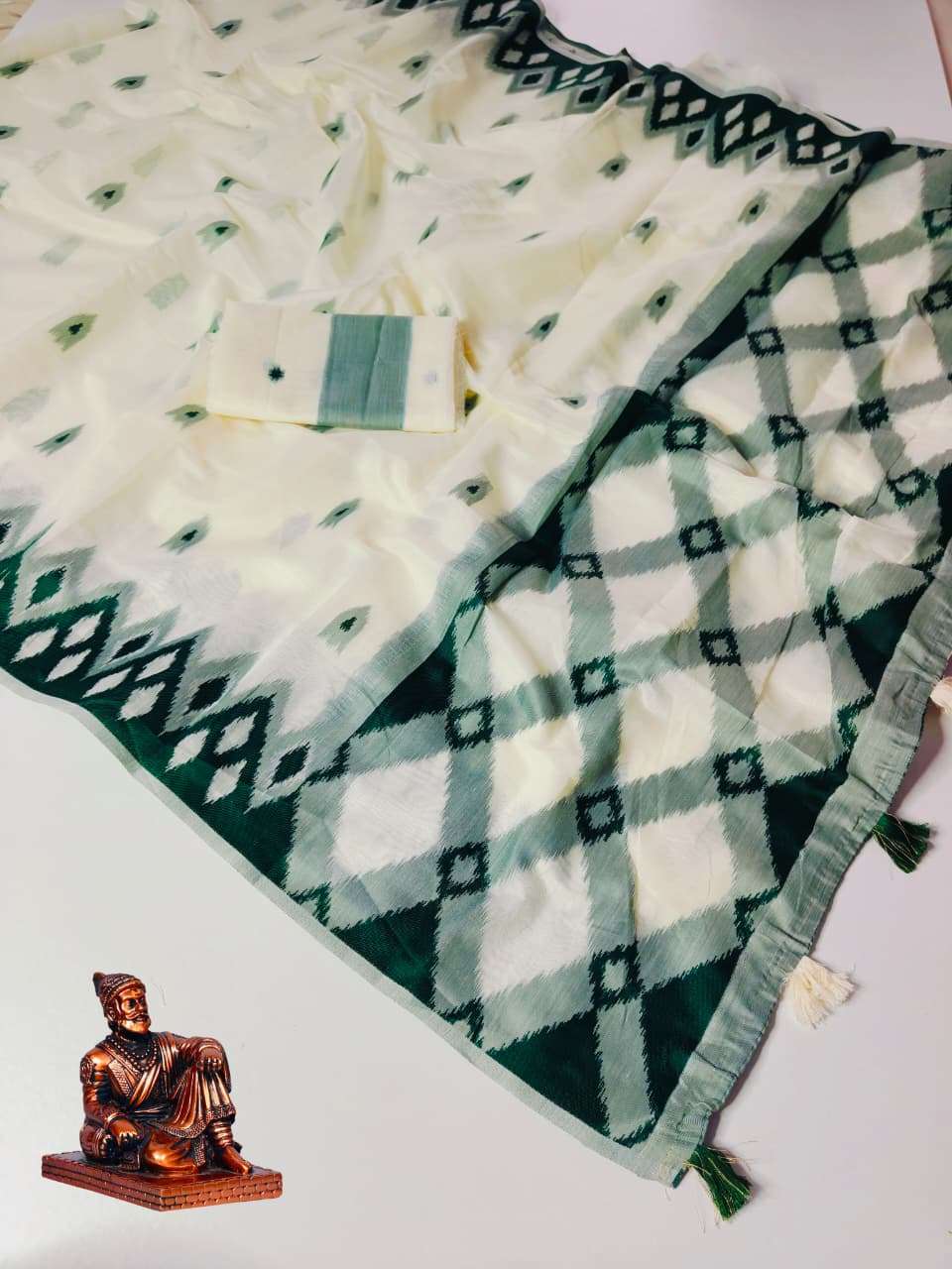 CHIKOO SPECIAL HEAVY AND BLOOMING COTTON SILK FANCY FABRIC SAREE WHOLESALE IN SURAT 