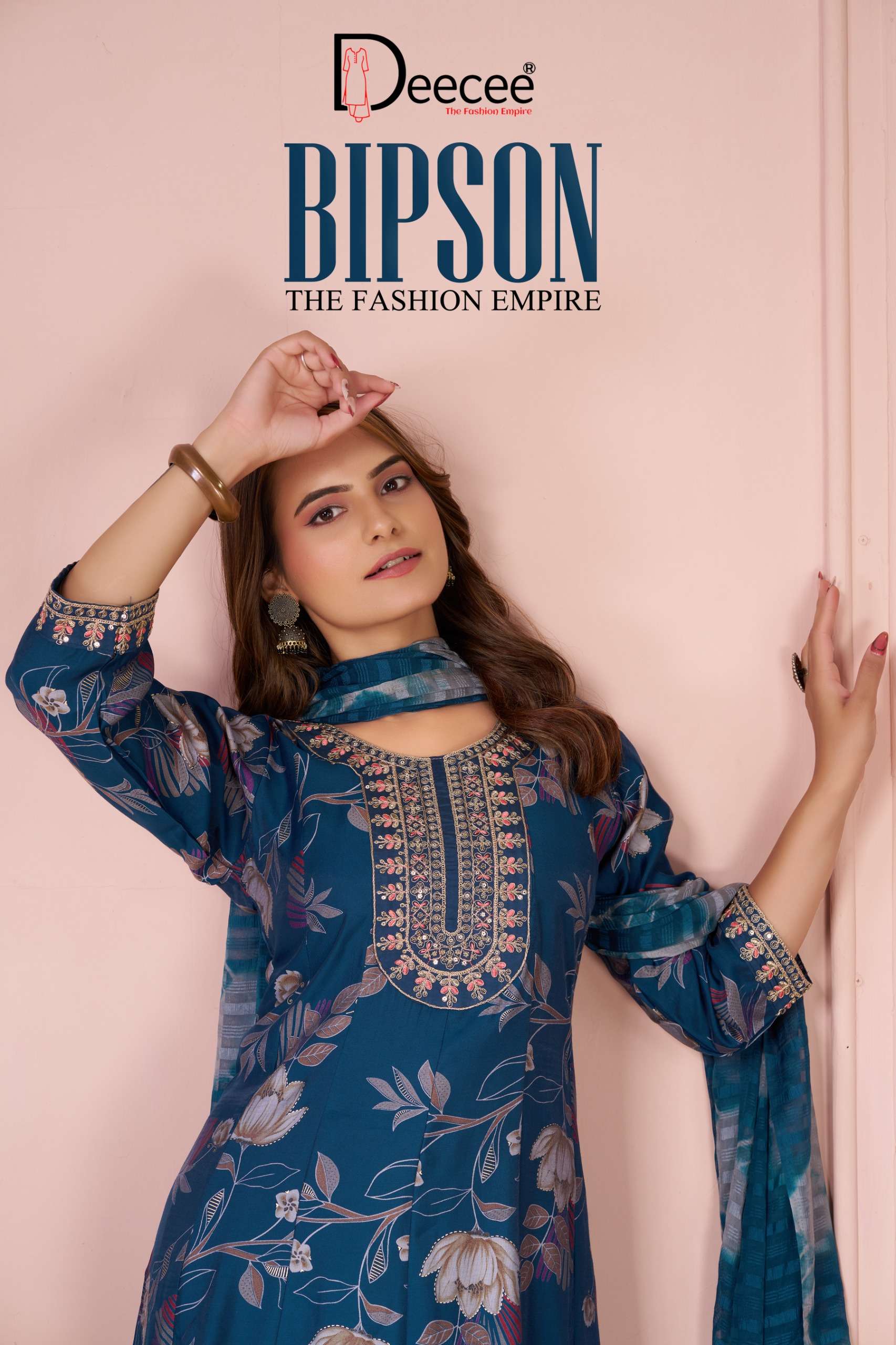 DEECEE BIPSON PIXEL PRINT KALI KURTI DORI FLARED KURTI SUIT PARTY WEAR EXPORT