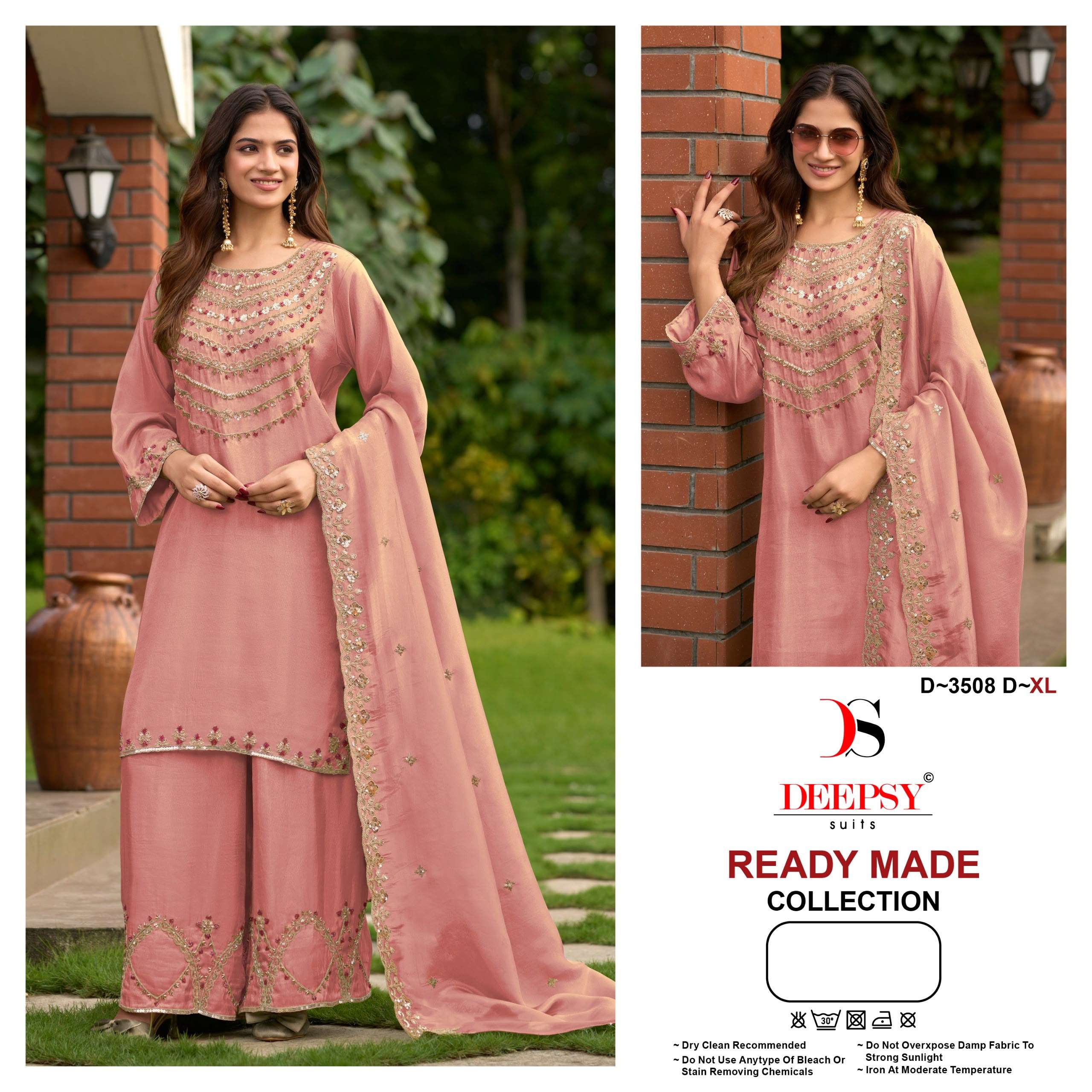 DEEPSY SUITS 3508 TISSUE SILK DESIGNER KURTI PALAZZO SET FEMALE INDIAN LOOK WORLDWIDE