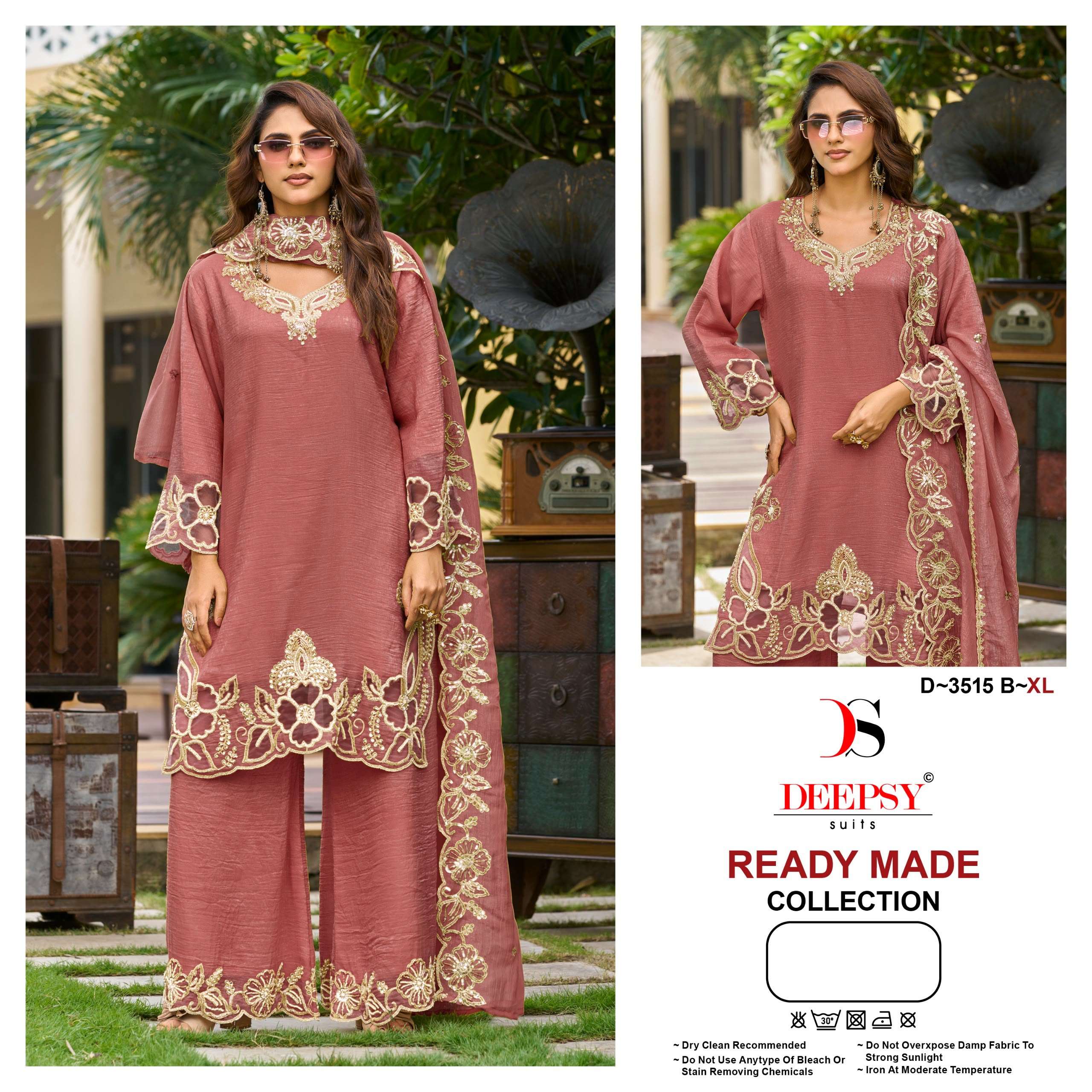 DEEPSY SUITS 3515 CRUSH SILK BEATS WORK KURTI PALAZZO SUIT PARTY WEAR FESTIVAL DEALER