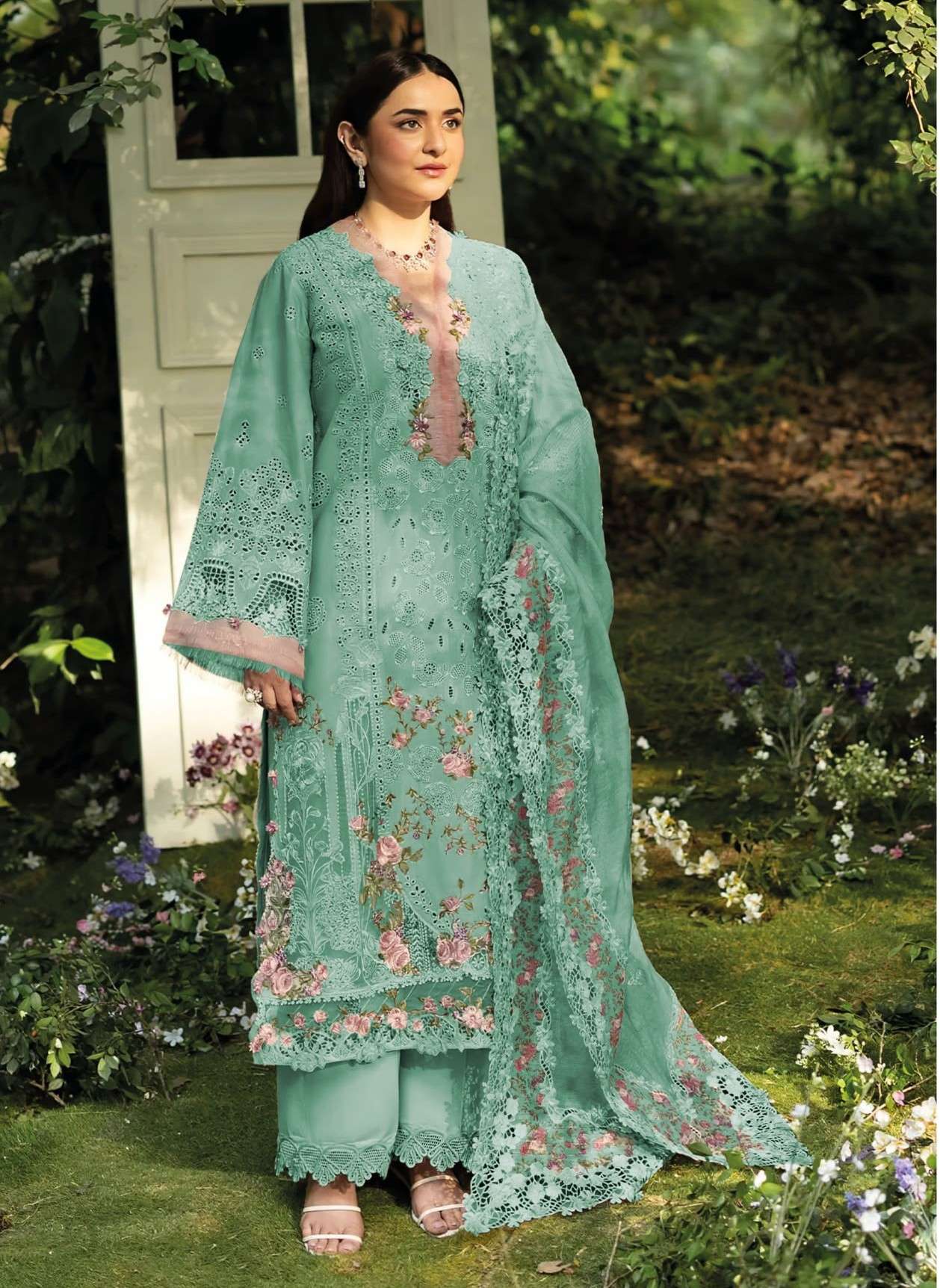 DEEPSY SUITS ELAF PREMIUM 2046 COTTON CHIKAN WORK PAKISTANI OUTFIT BUY ONLINE