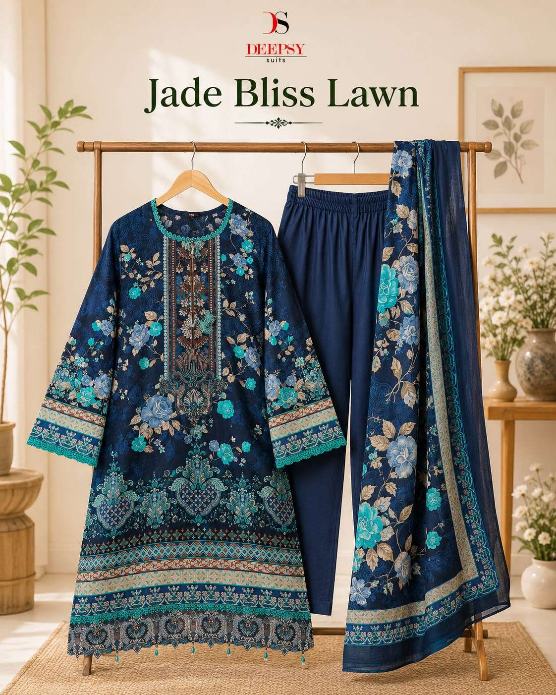 DEEPSY SUITS JADE BLISS LAWN COTTON EMBROIDERY READYMADE SUIT EID WHOLESALER 