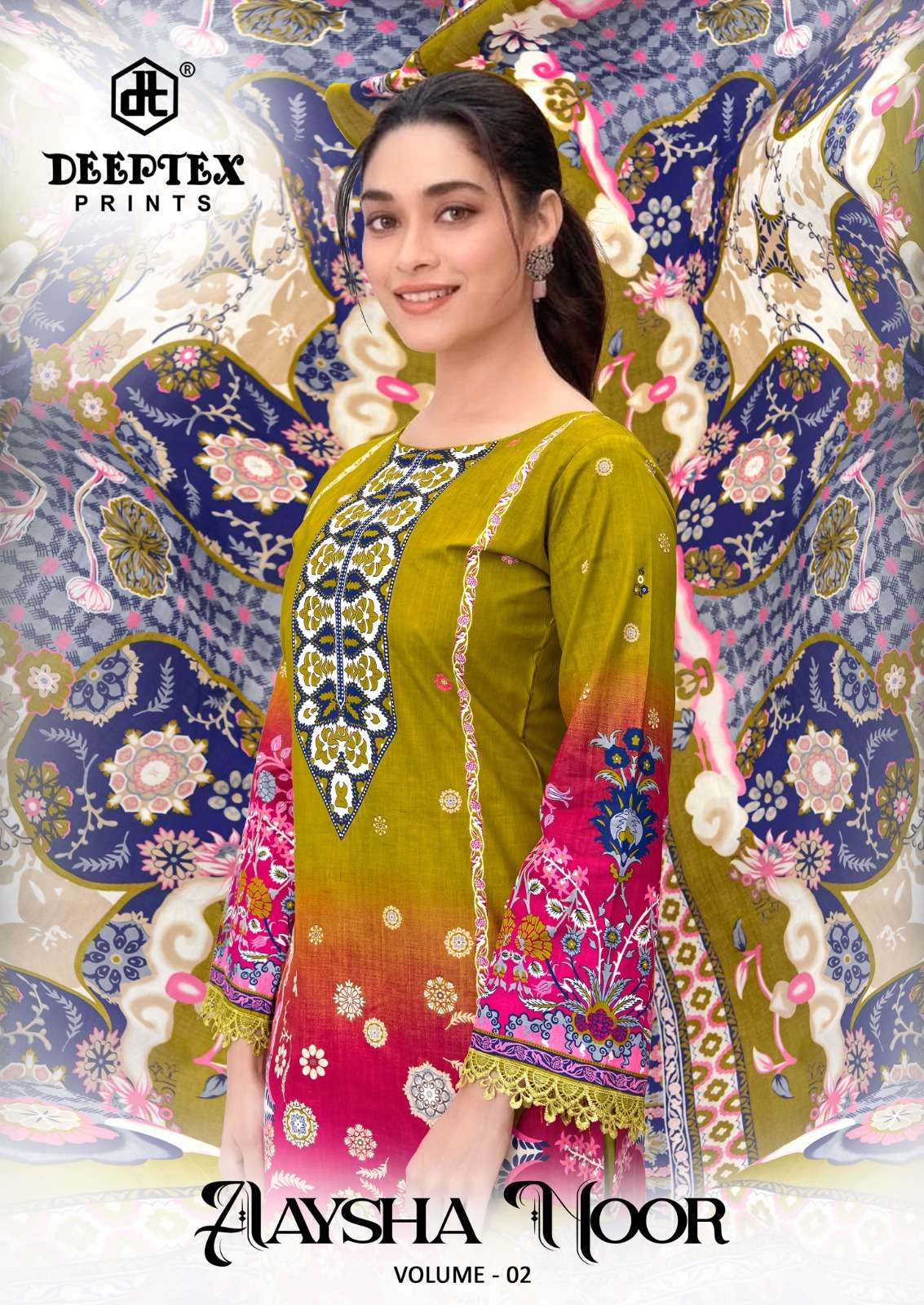 DEEPTEX AAYSHA NOOR VOL 2 COTTON WITH DYED LACE AND RUND SLEEVESS DRESS EXPORT